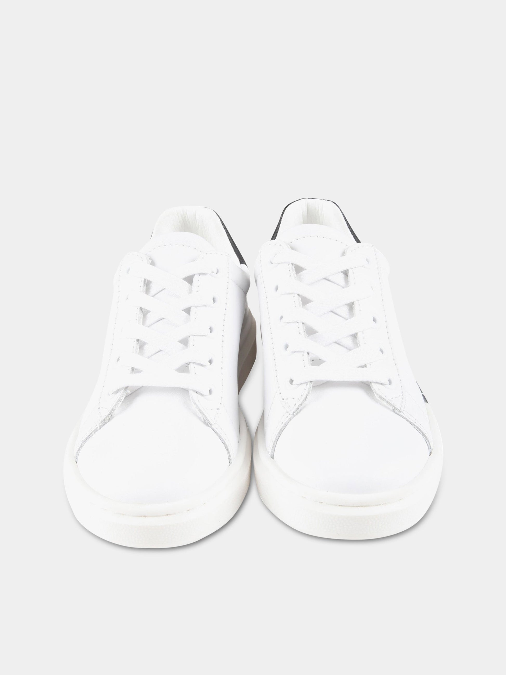 Sneakers bianche per bambini con logo nero,Karl Lagerfeld Kids,Z29043 10B