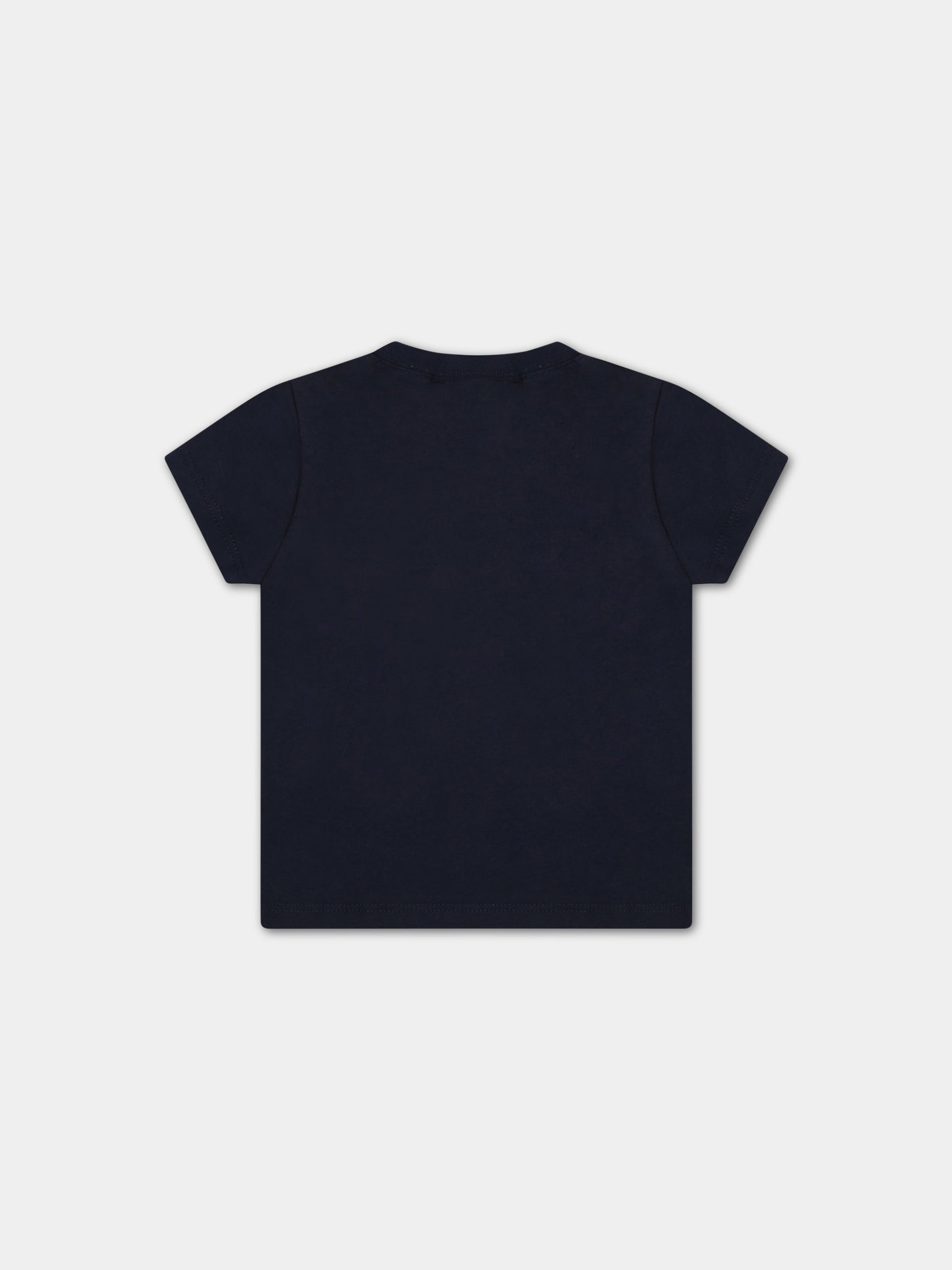 T-shirt blu per neonato con verdure e logo,Paul Smith Junior,P05246 83D