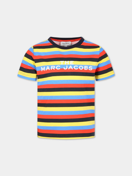 T-shirt multicolor a righe per bambino con logo,Little Marc Jacobs,W25536 T79