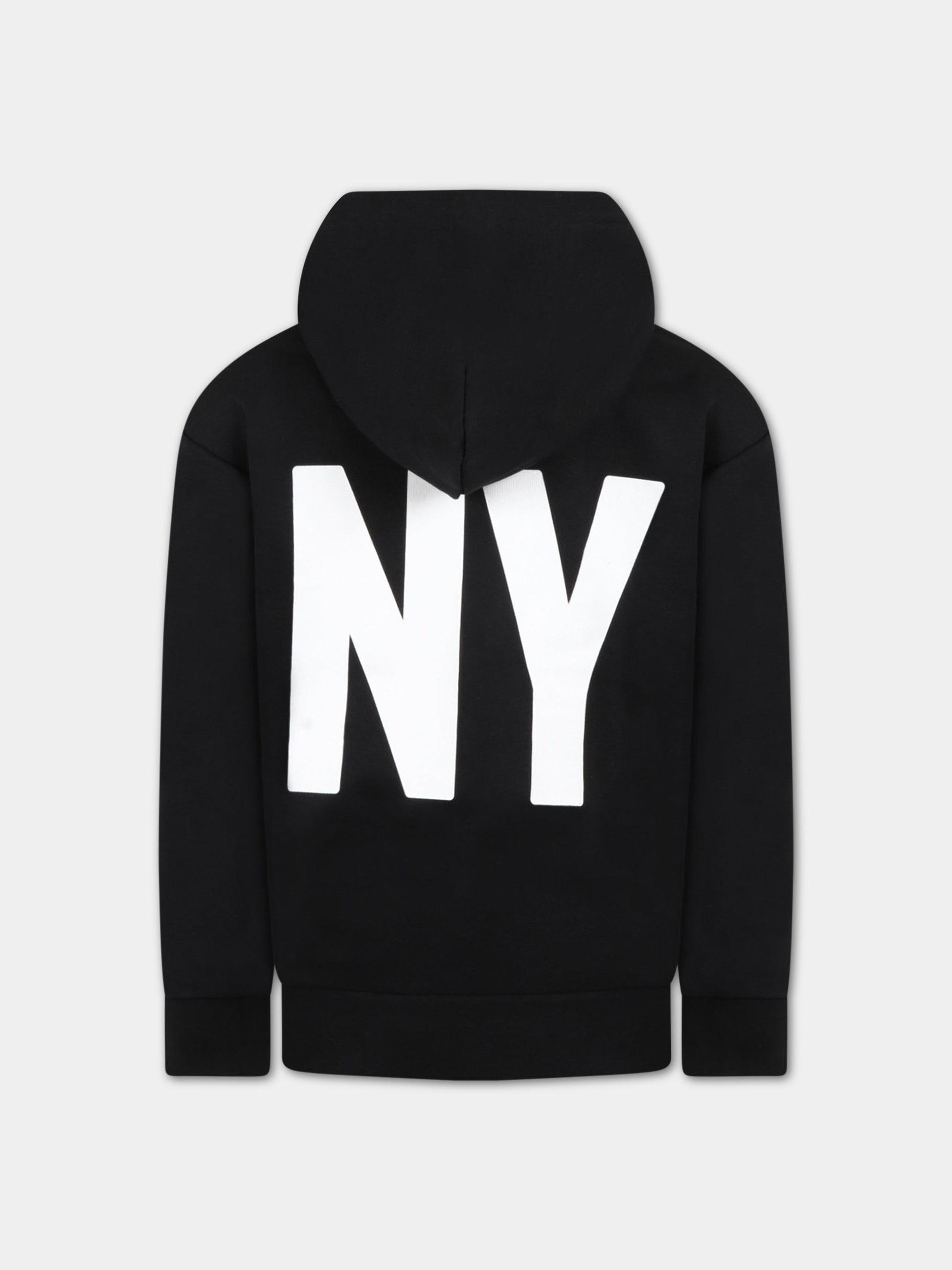Felpa nera per bambina con logo bianco,Dkny,D25E03 09B