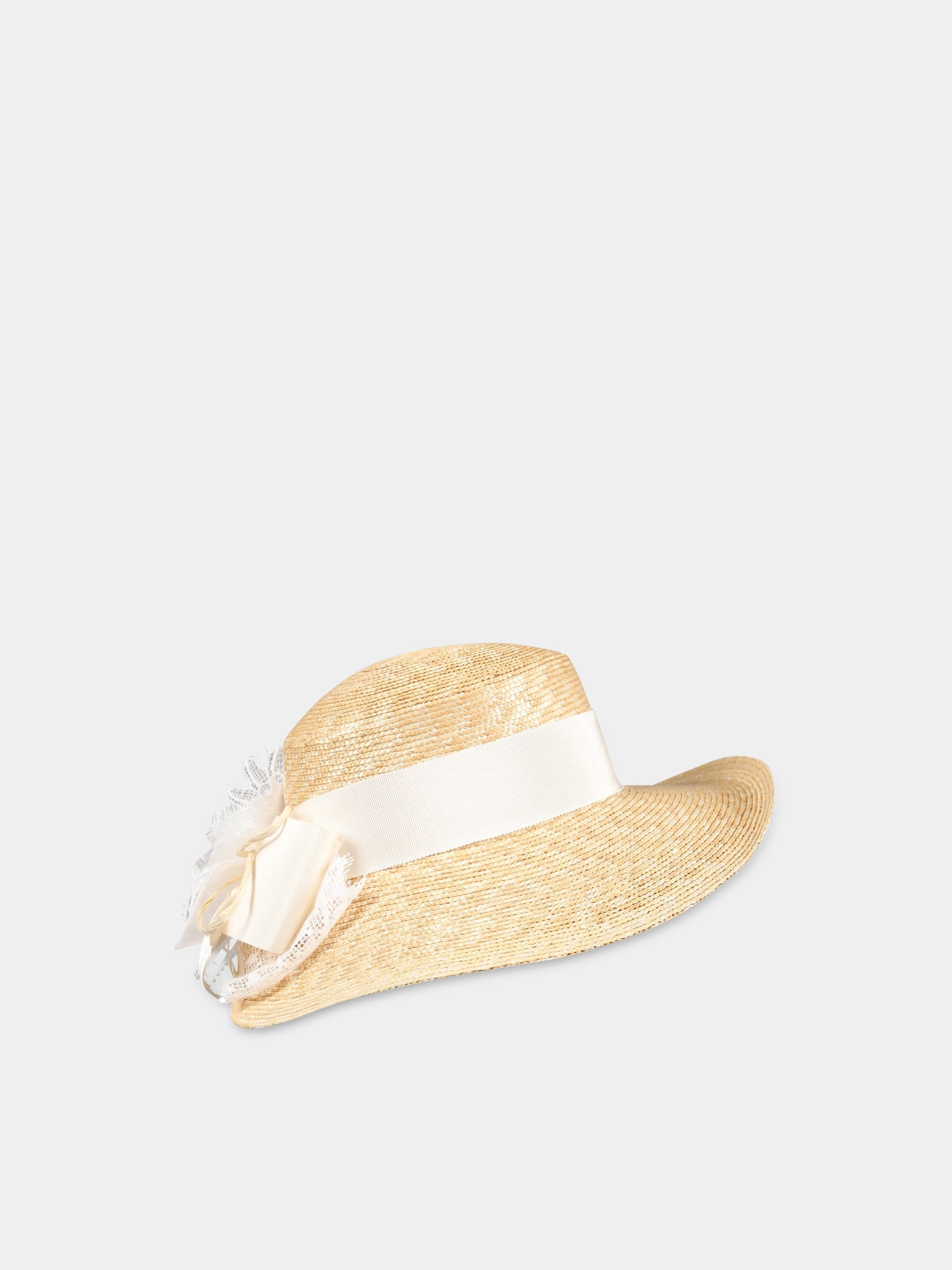 Cappello beige per bambina con fiocco,Raffaella,CAPPAGALRO