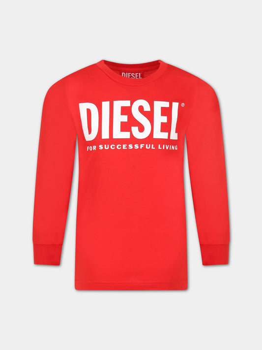 T-shirt rossa per bambino con logo,Diesel,00J4Y0 00YI9 K438