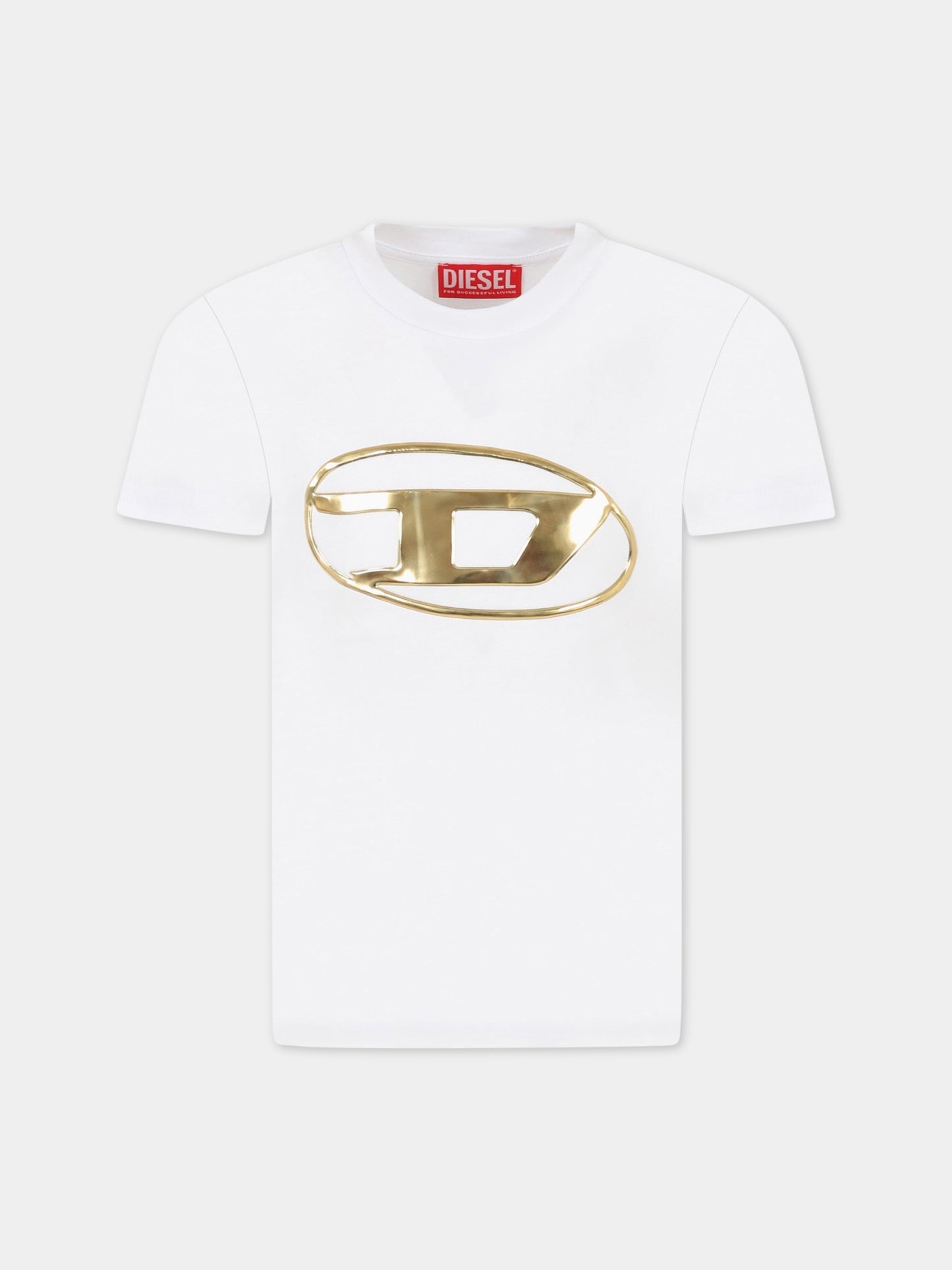 T-shirt bianca per bambino con logo,Diesel,J00853 0HAYU K100