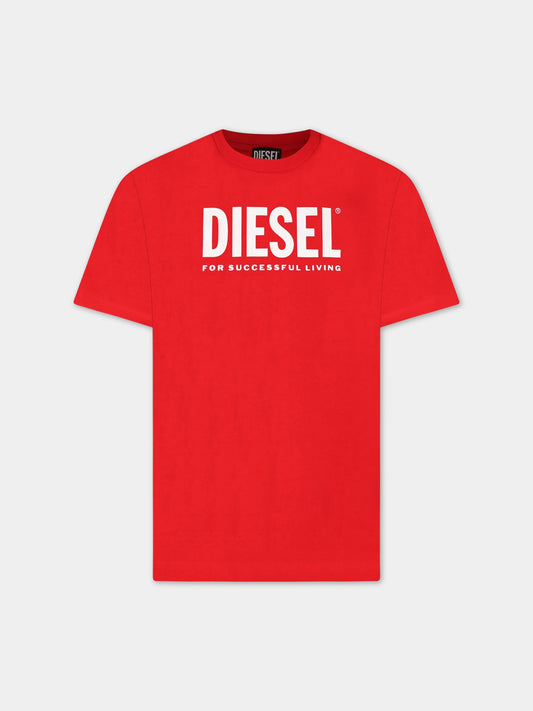 Vestito rosso per bambino con logo,Diesel,J00603 00YI9 K405