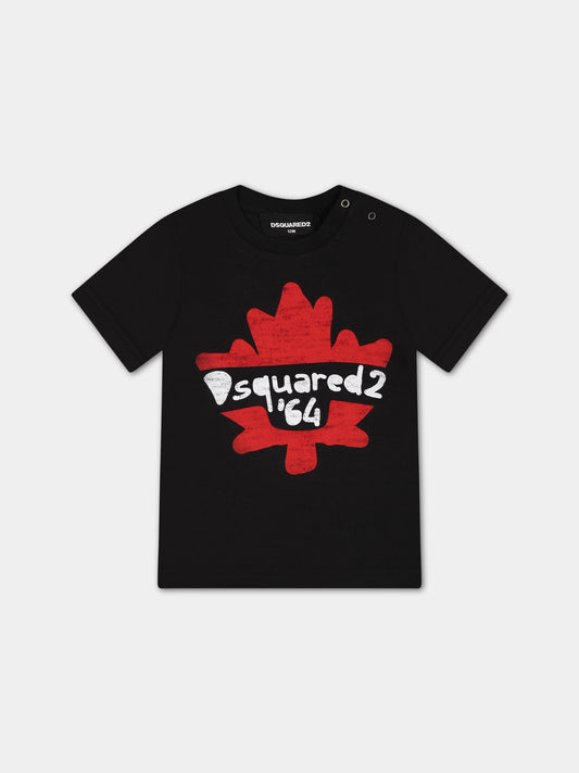 T-shirt nera per neonato con logo,Dsquared2,DQ0830 D00XM DQ900