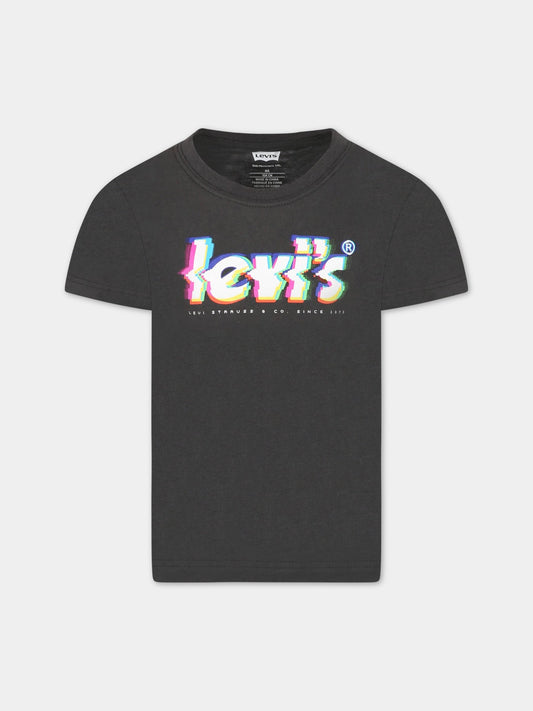 T-shirt verde per bambino con logo,Levi's Kids,9EF704 G8O