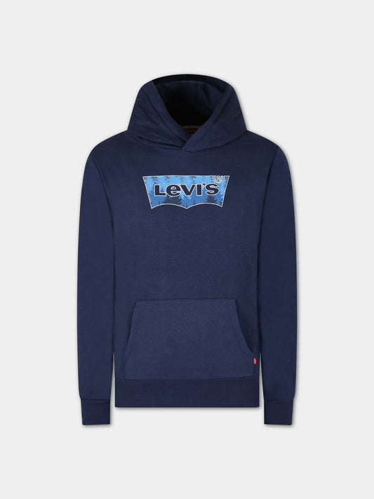 Felpa blu per bambino con logo,Levi's Kids,9EG351 BCF