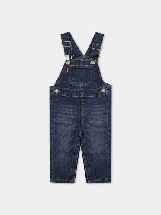 Salopette blu per neonato con logo,Levi's Kids,6ED533 D0P