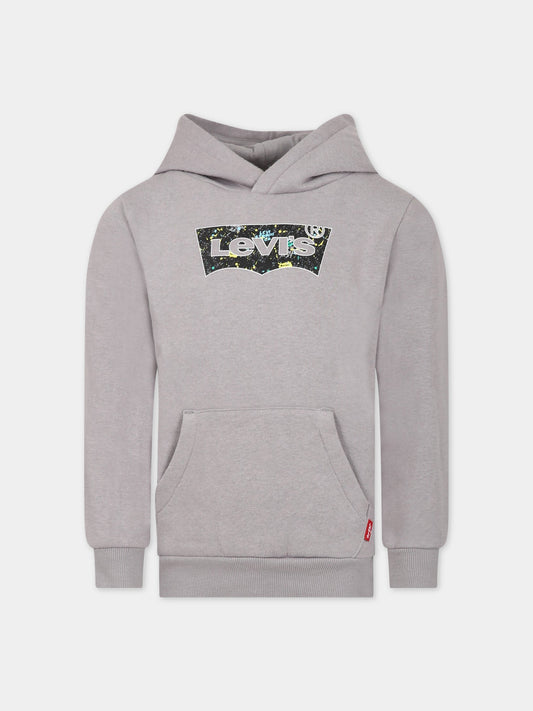 Felpa grigia per bambini con logo,Levi's Kids,8EG352 K4K