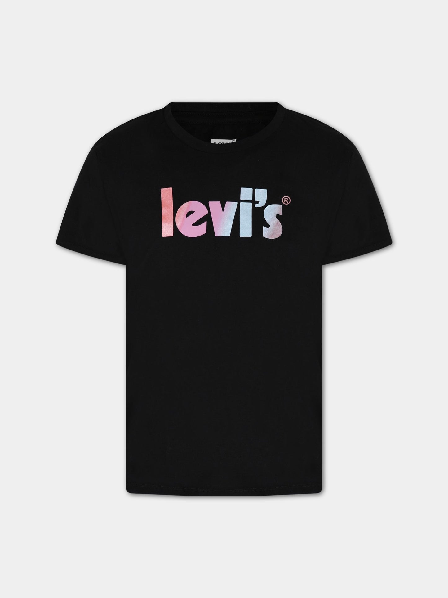 T-shirt nero per bambina con logo,Levi's Kids,4EG546 023