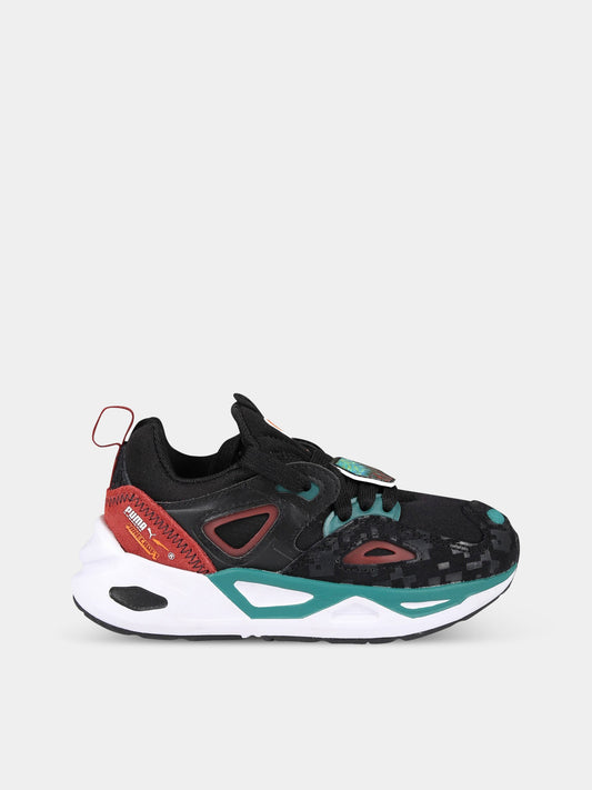 Sneakers multicolor per bambino con stampe Minecraft e logo,Puma,386126 01
