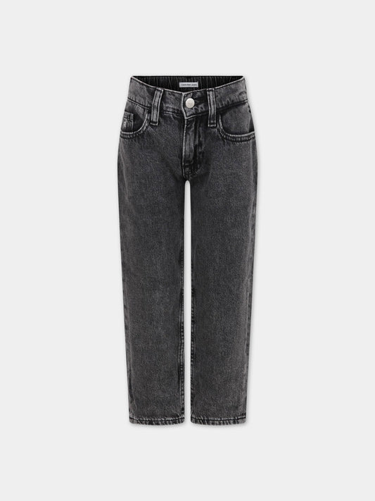 Jeans grigi per bambina con logo,Calvin Klein Kids,IU0IU00330 1BY