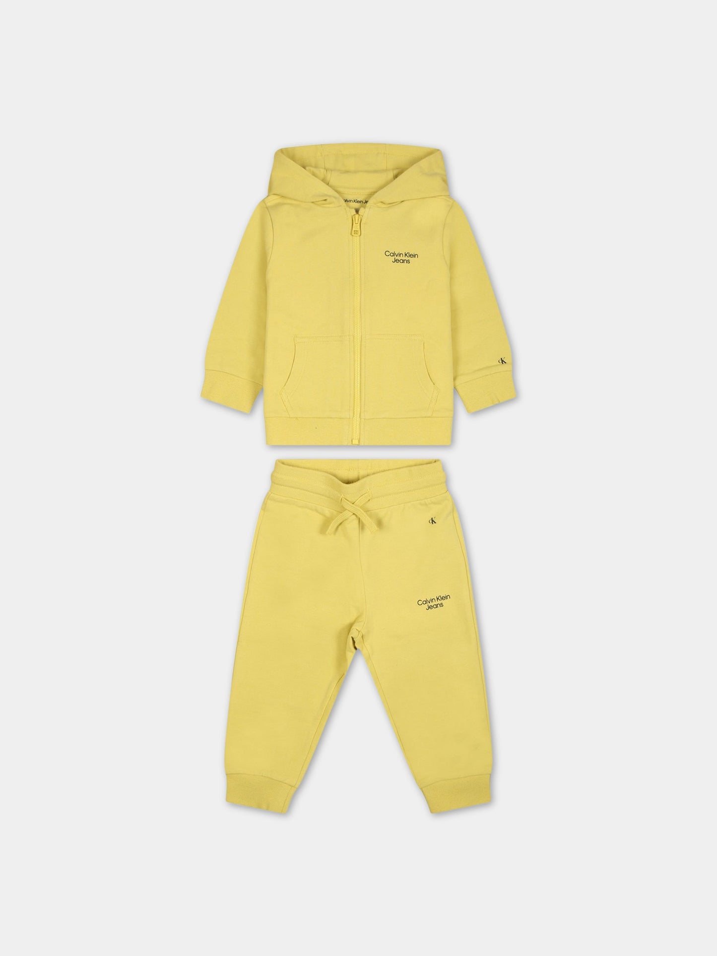 Completo sportivo giallo per neonato con logo,Calvin Klein Kids,IN0IN00019 ZH5