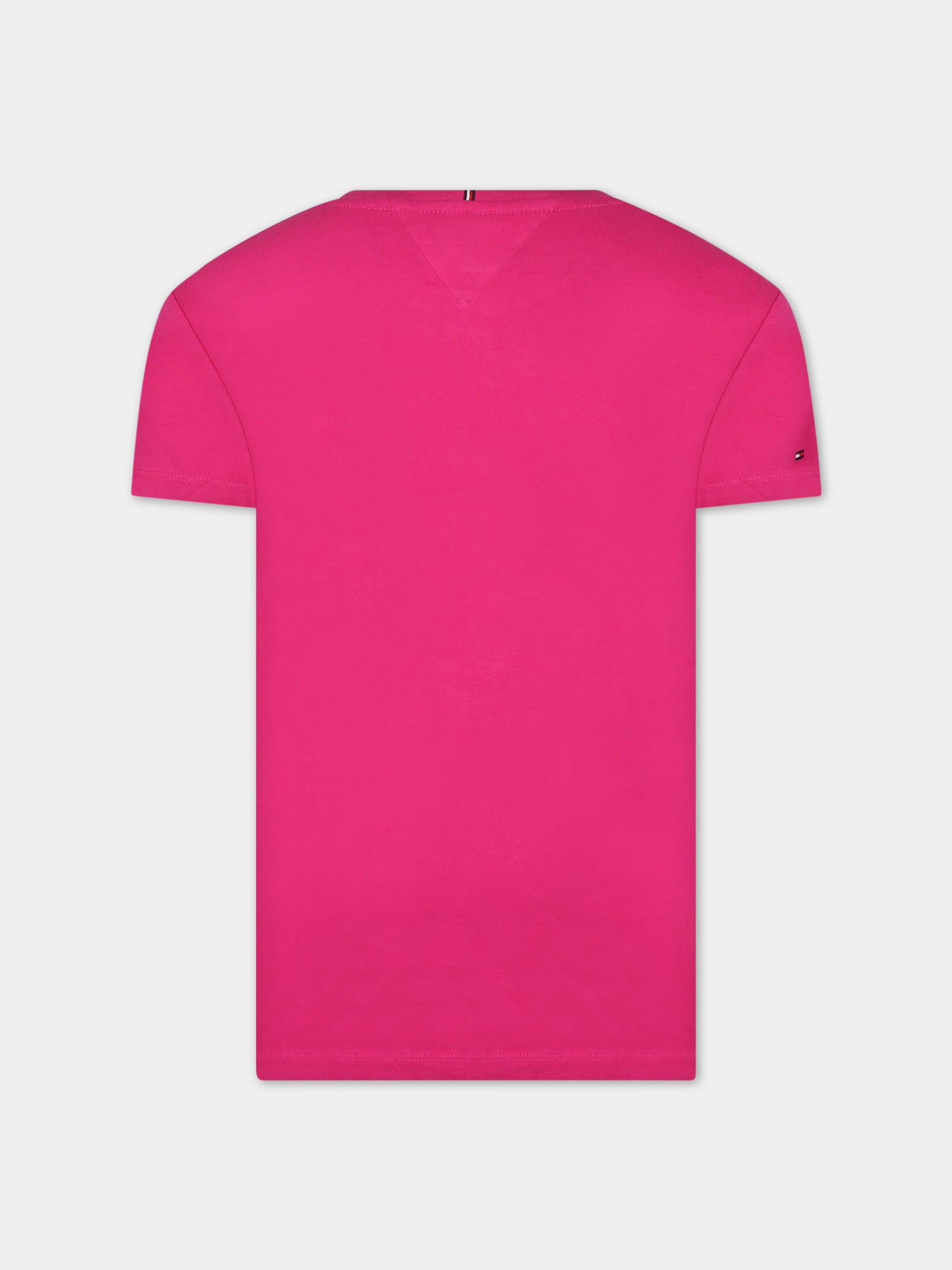 T-shirt fucsia per bambina con logo,Tommy  Hilfiger Junior,KG0KG06939T TZO