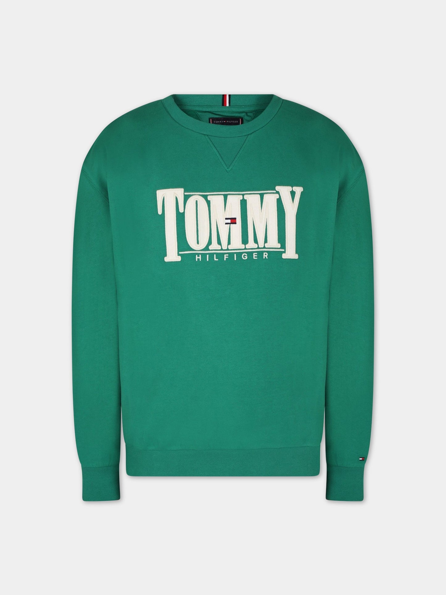 Felpa verde per bambino con logo,Tommy  Hilfiger Junior,KB0KB07776T L30