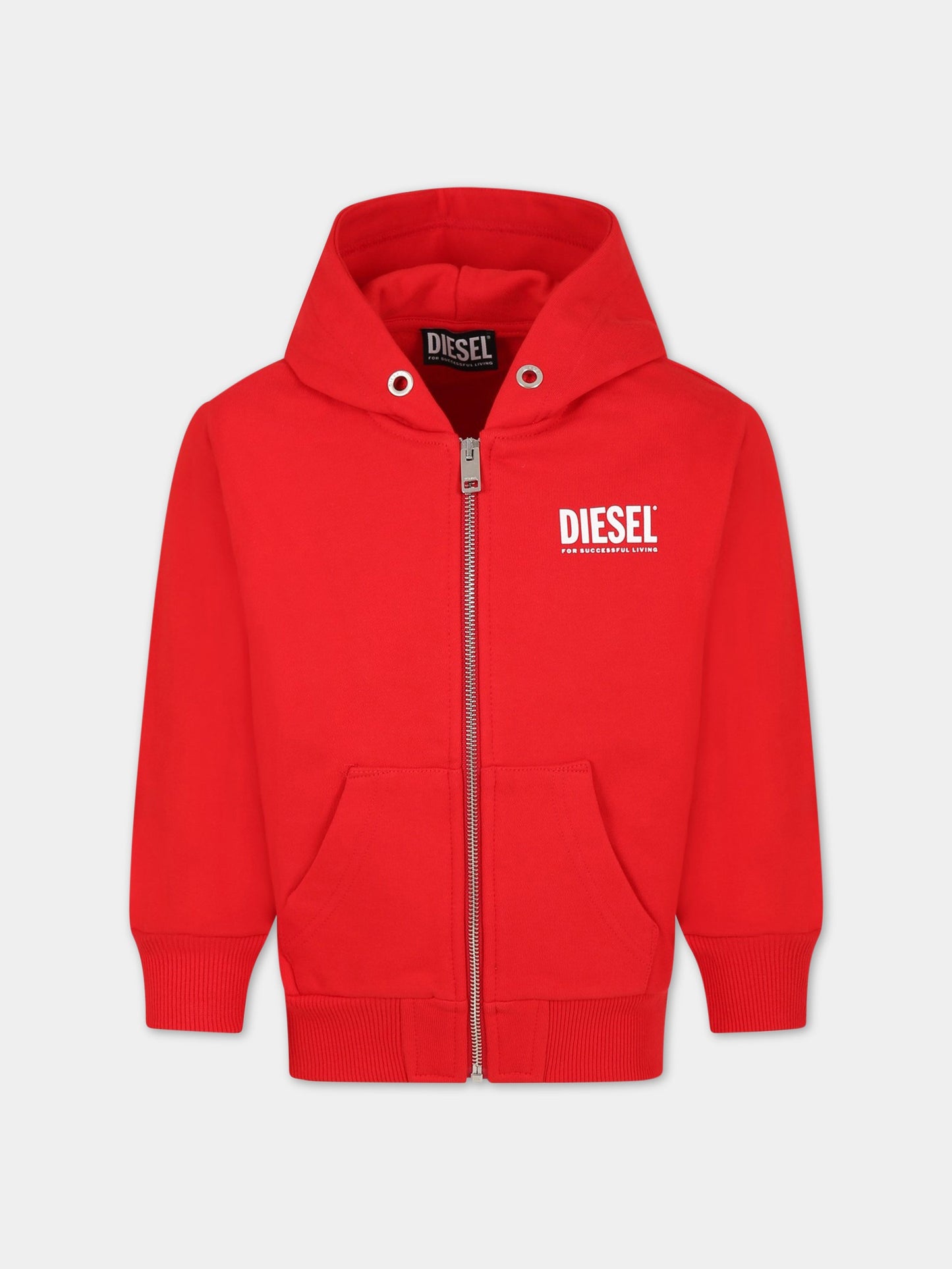 Felpa rossa per bambino con logo,Diesel,J00634 0IAJH K405