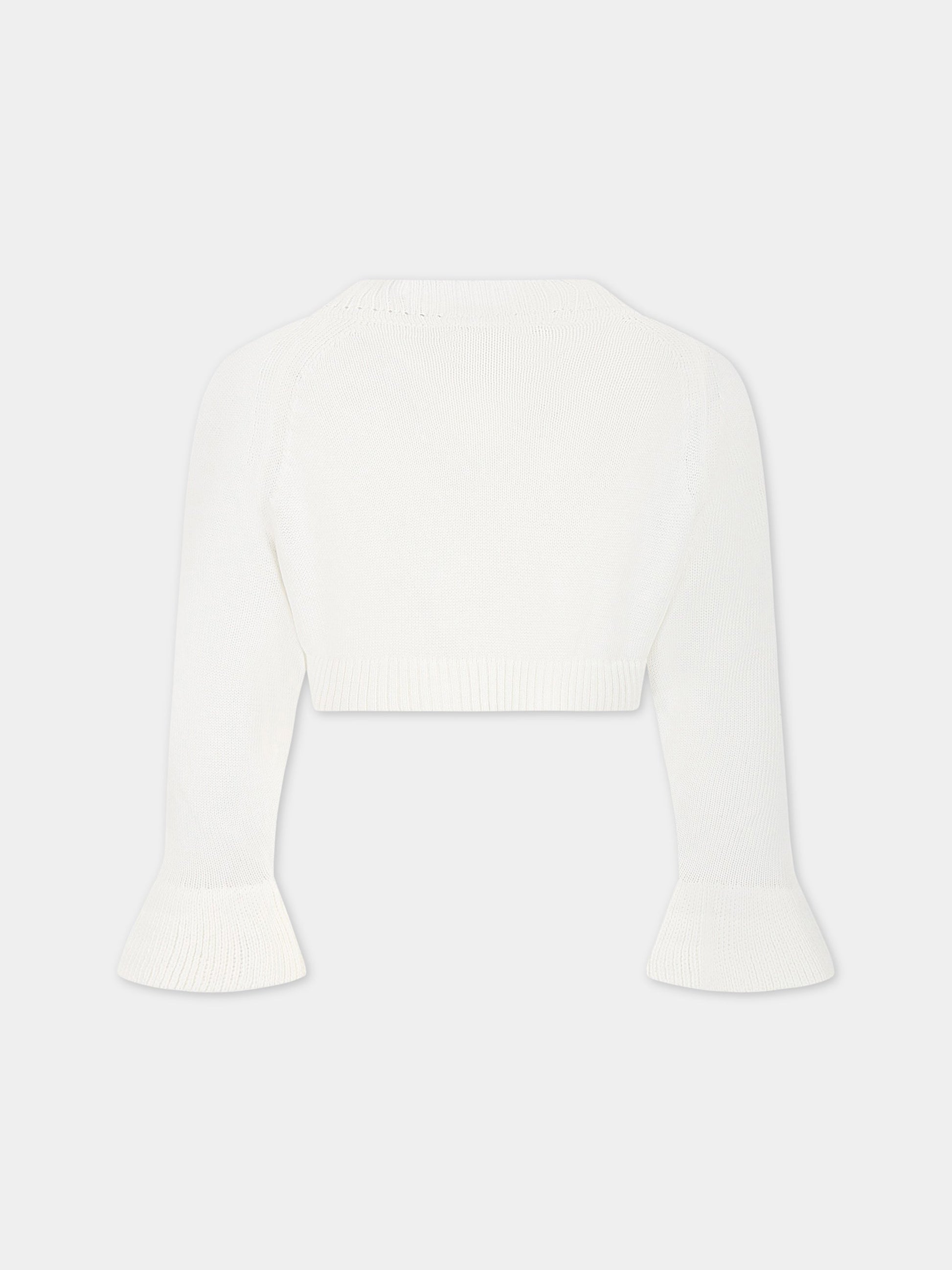 Coprispalla avorio per bambina con fiocco,Raffaella,COC/VOL PANNA