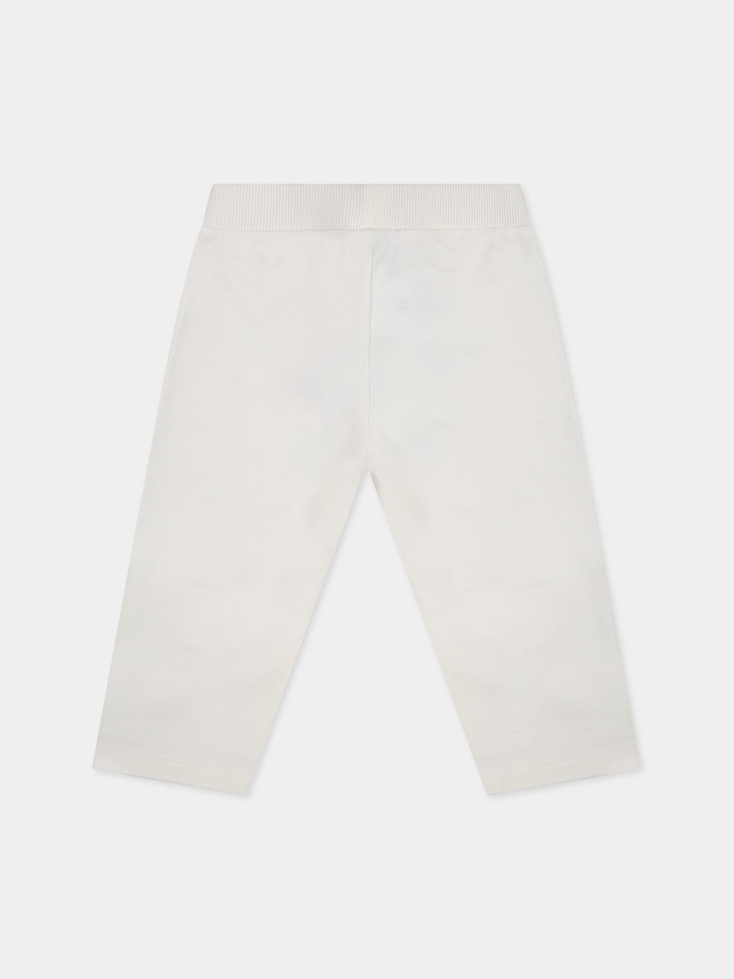 Leggings bianchi per neonati con Teddy Bear e logo,Moschino Kids,MQP02R LDA17 10063