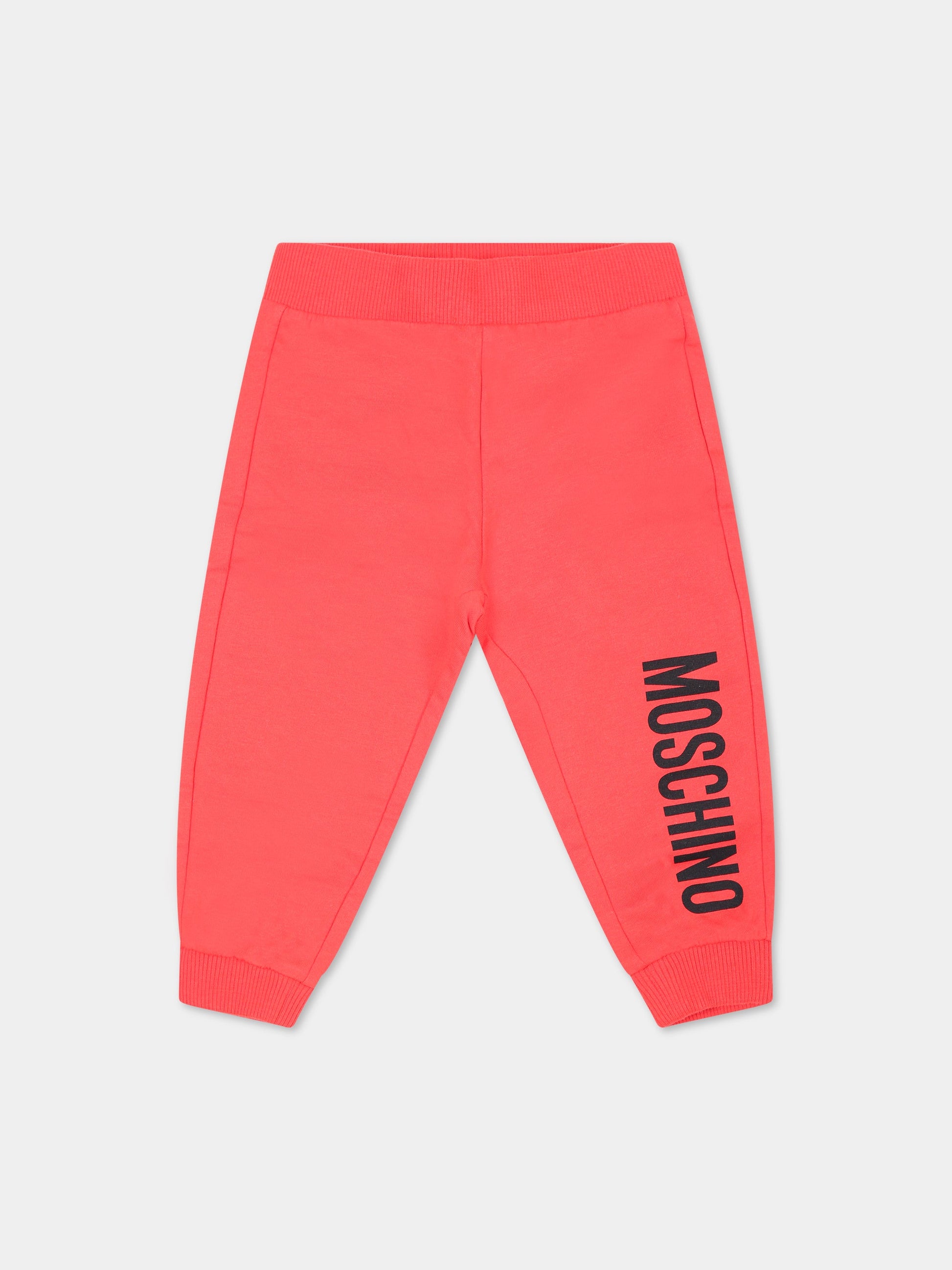 Pantaloni rossi per neonati con logo nero,Moschino Kids,MUP04O LDA26 50109