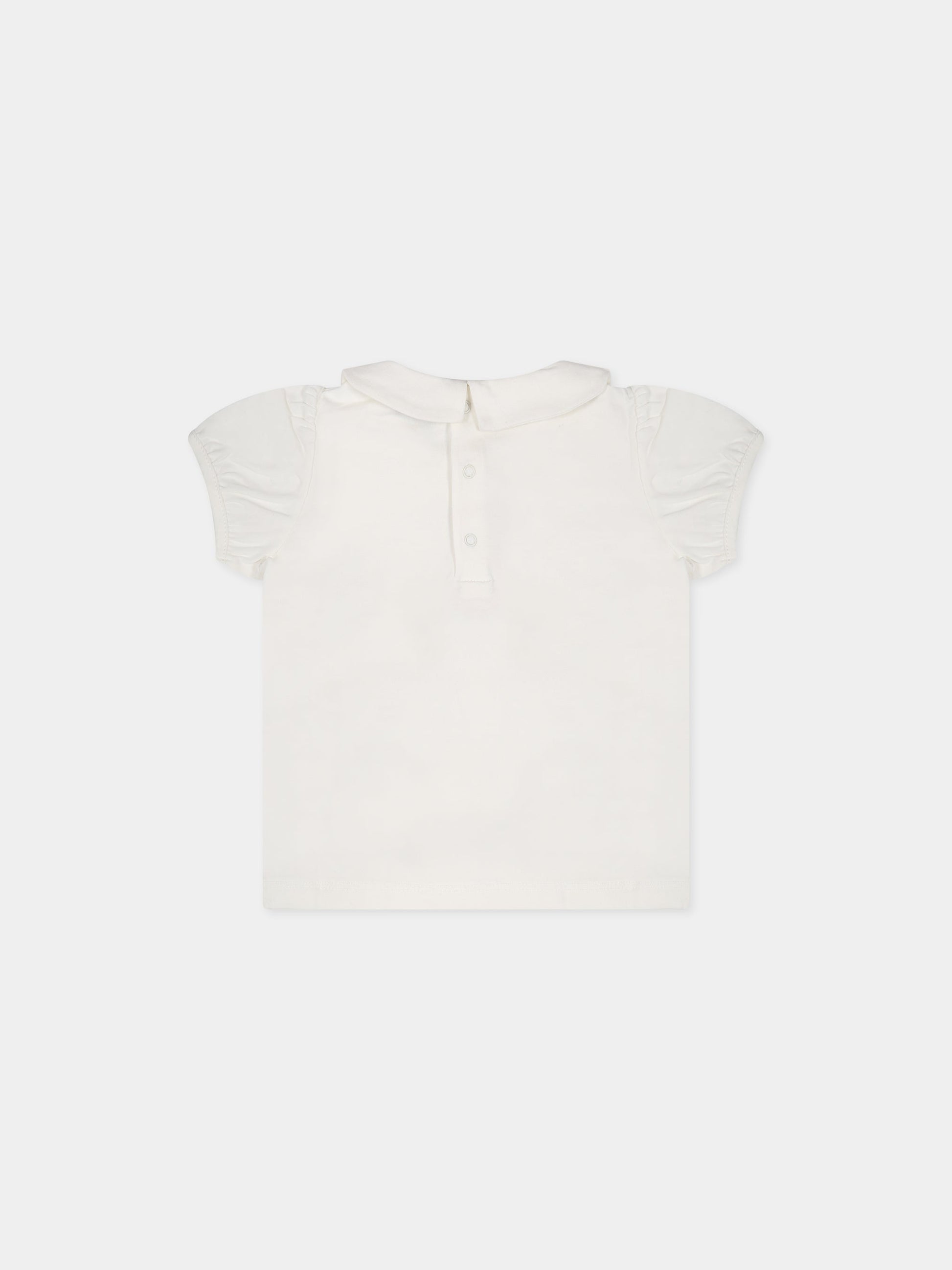 T-shirt bianca per neonata con Teddy Bear, cuore e logo,Moschino Kids,MDM034 LBA01 10063