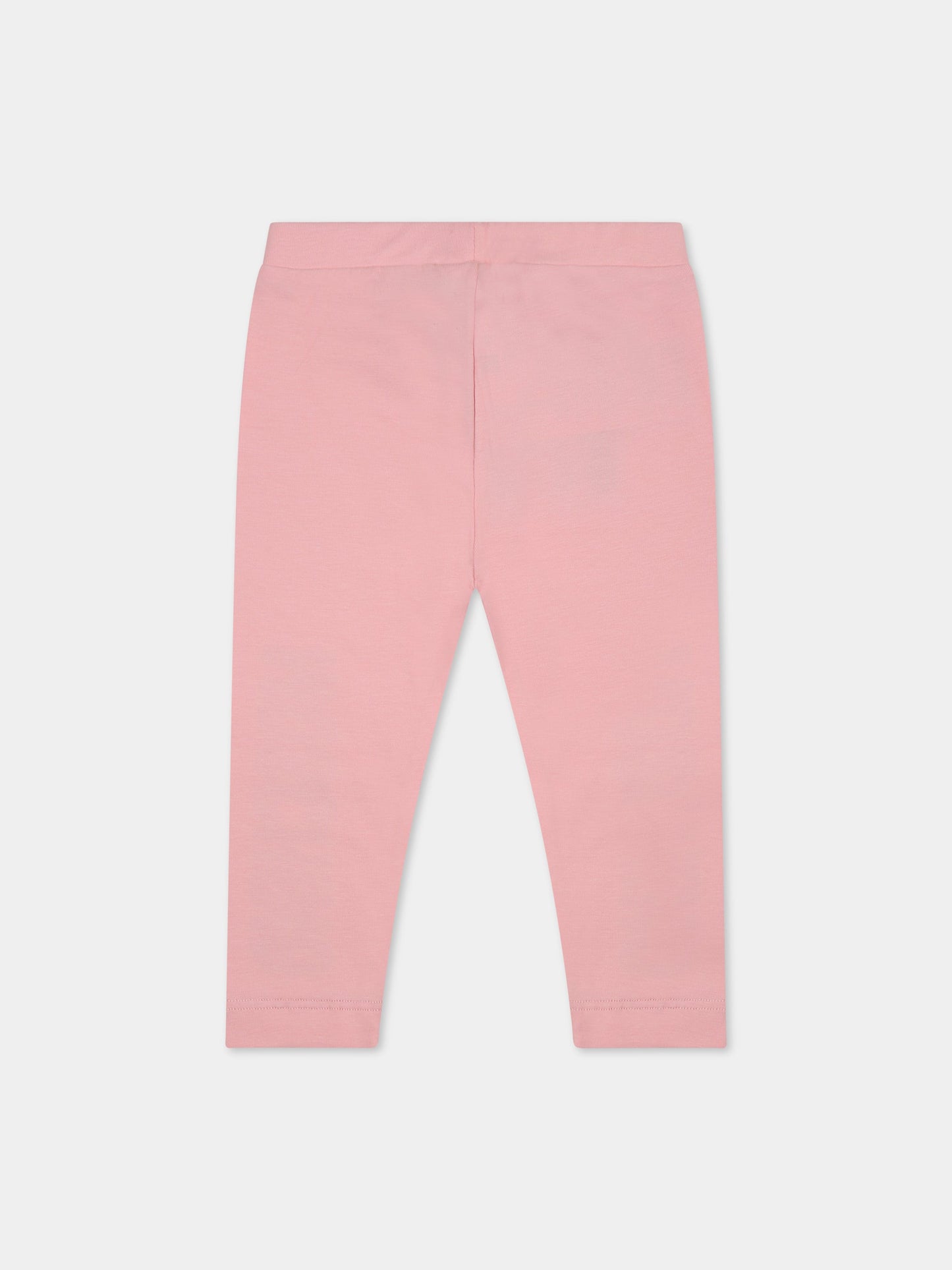 Leggings rosa per neonata con logo,Moschino Kids,MKP02N LBA11 50209