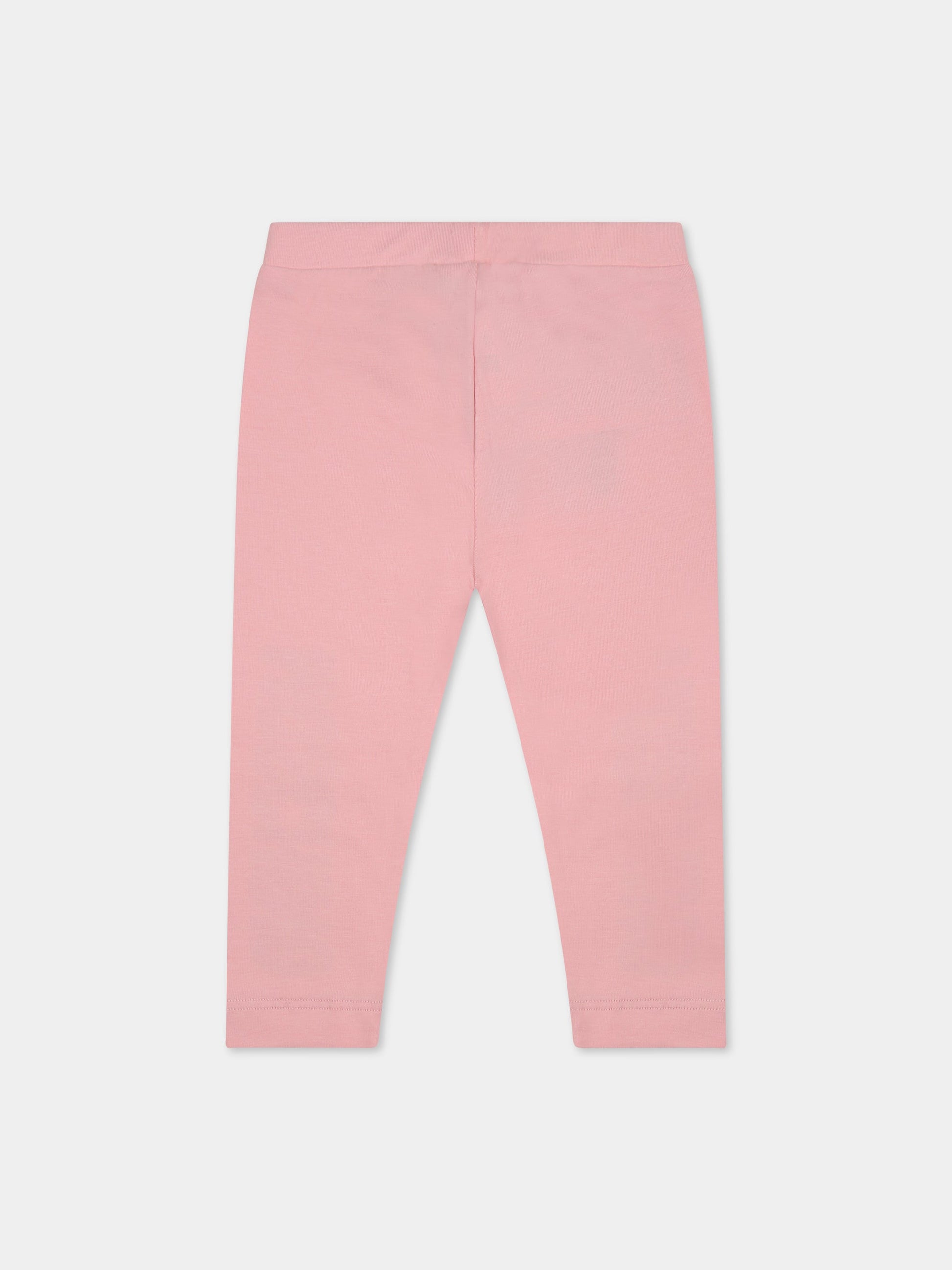 Leggings rosa per neonata con logo,Moschino Kids,MKP02N LBA11 50209
