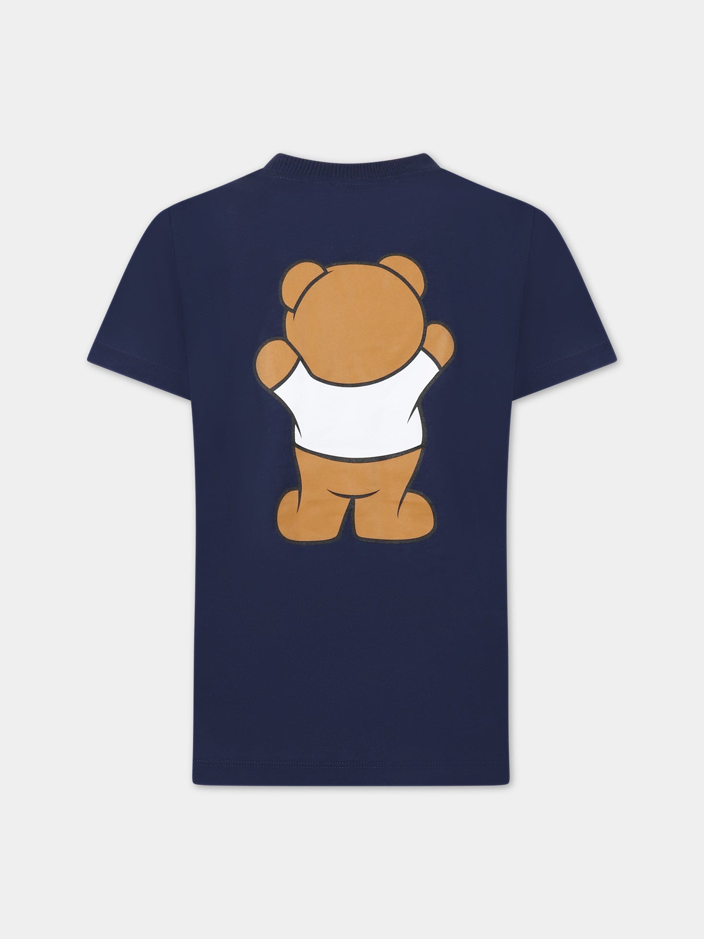 T-shirt blu per bambini con Teddy Bear e logo,Moschino Kids,HUM03U LAA01 40016