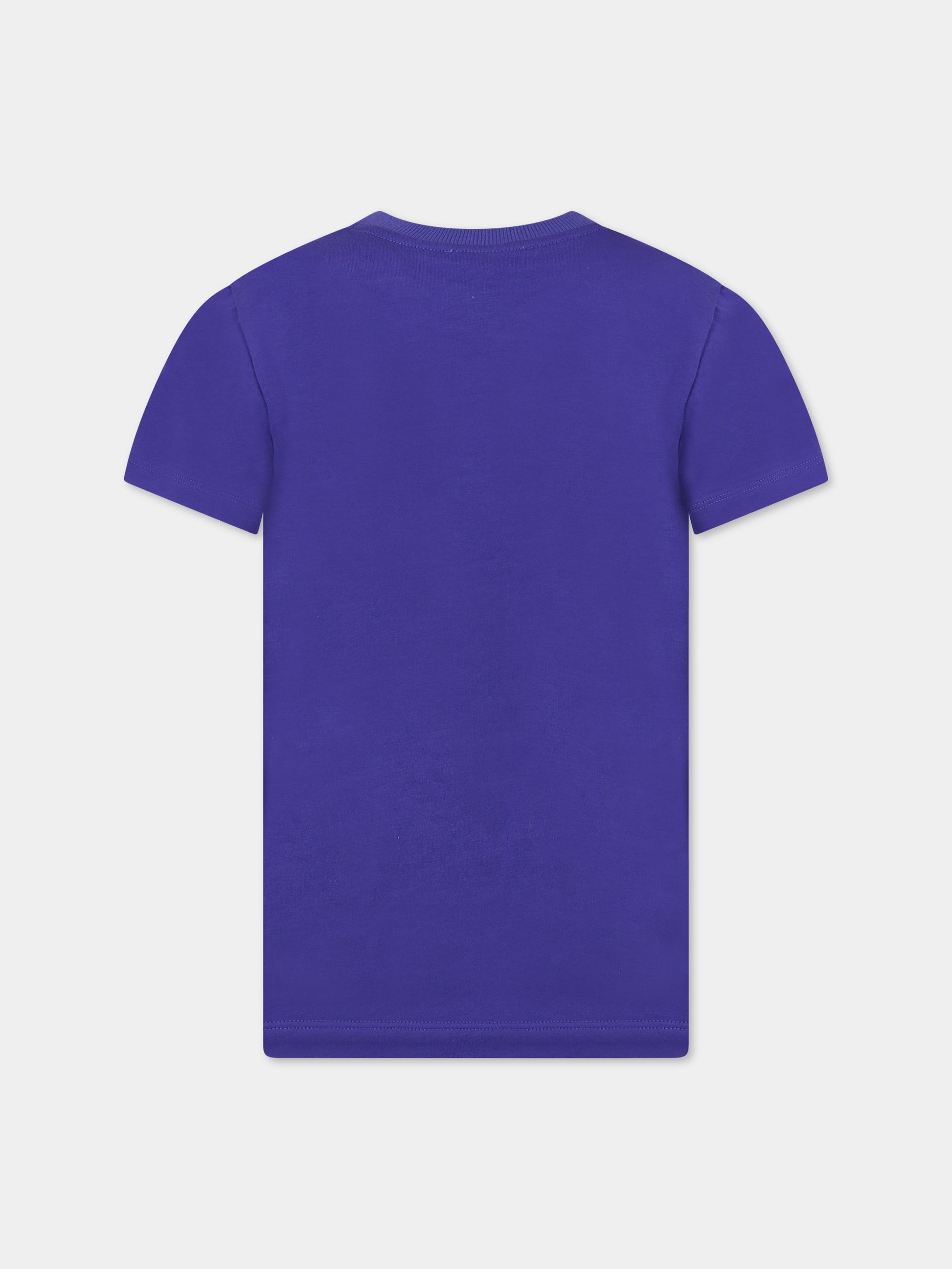 T-shirt viola per bambini con stampa e logo,Moschino Kids,HUM042 LBA23 50910