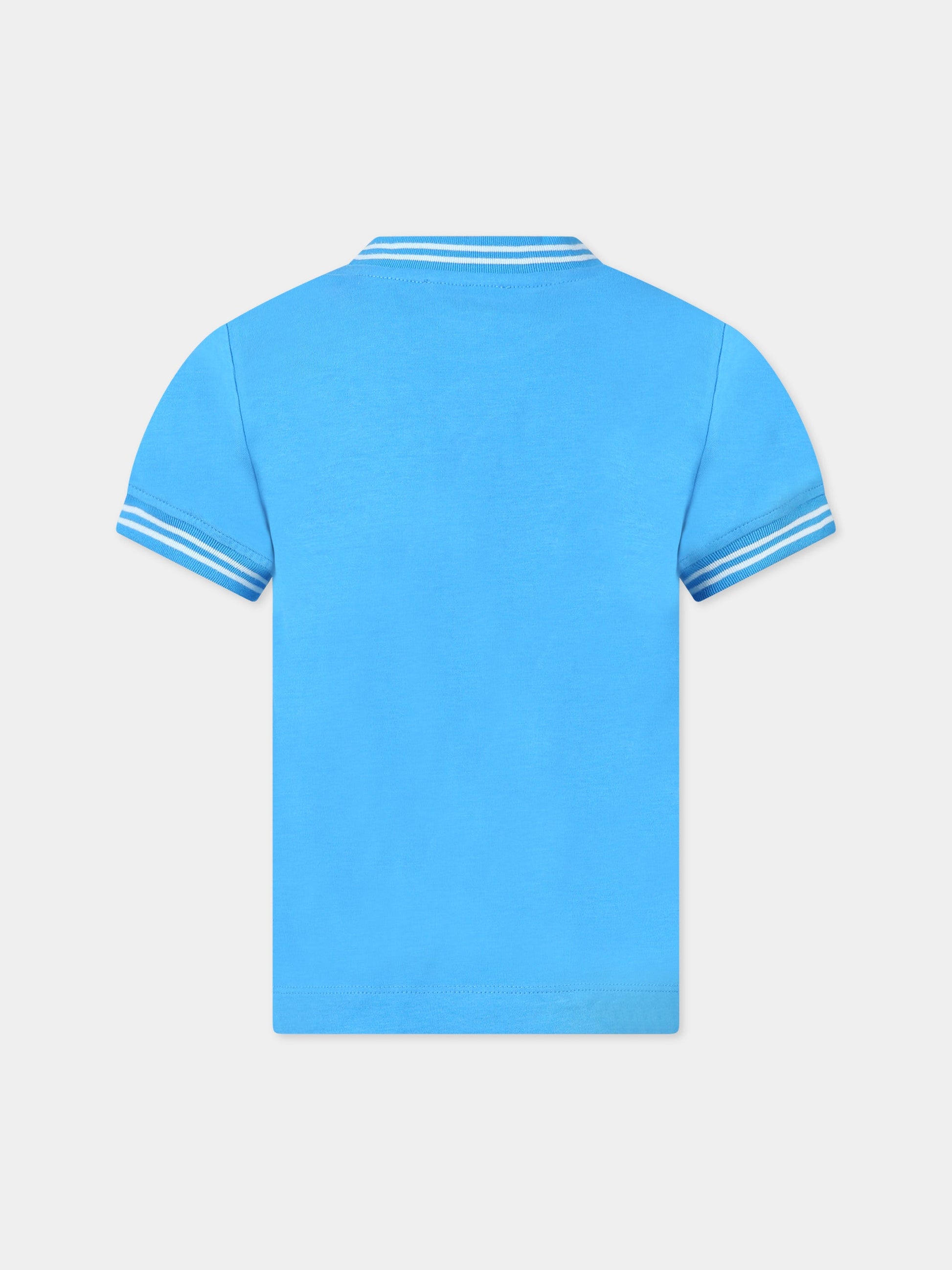 T-shirt blu per bambino con logo,Moschino Kids,HUM03X LAA01 40641