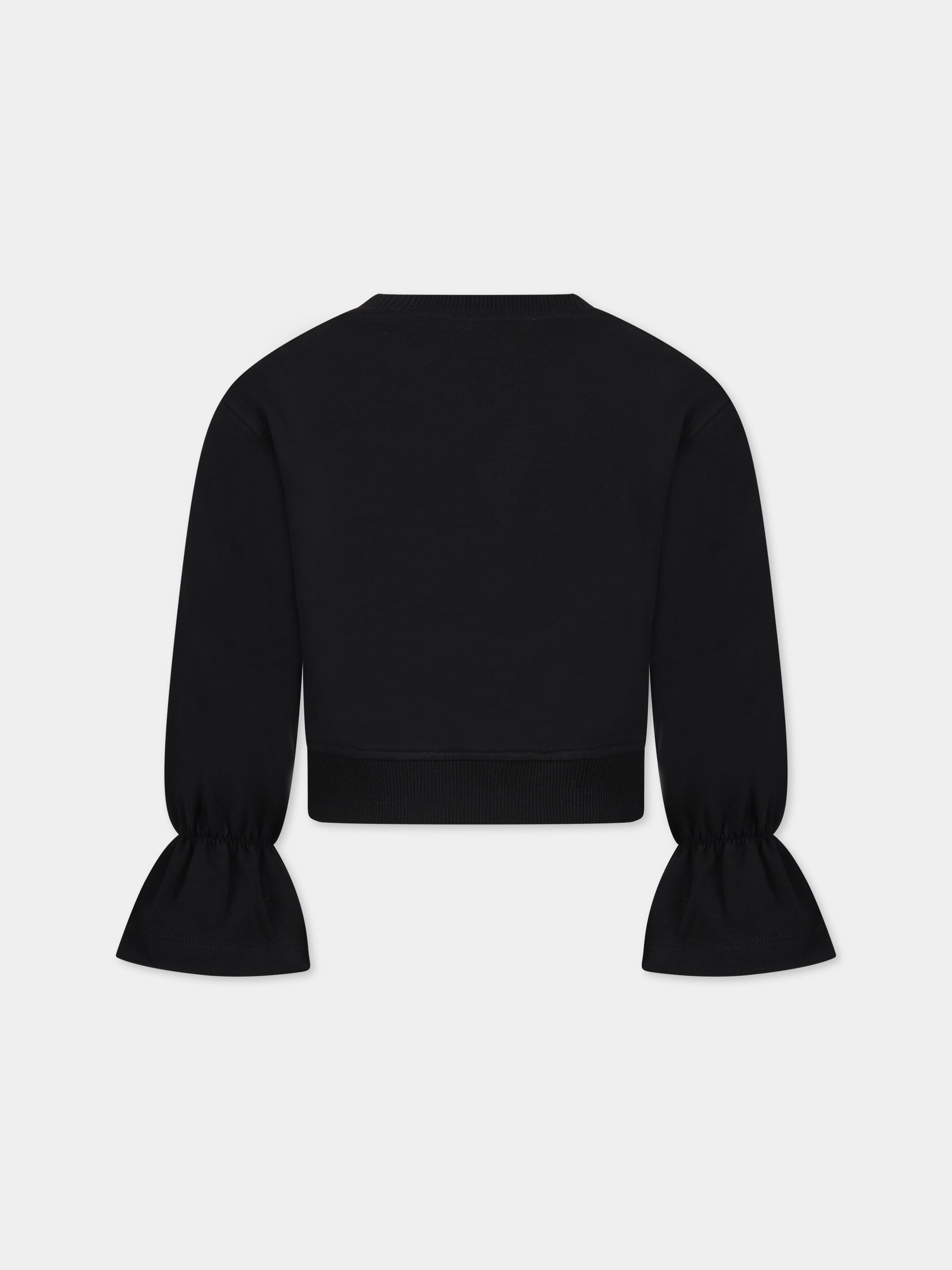 Felpa nera per bambina con Teddy Bear e logo,Moschino Kids,HDF03T LDA16 60100