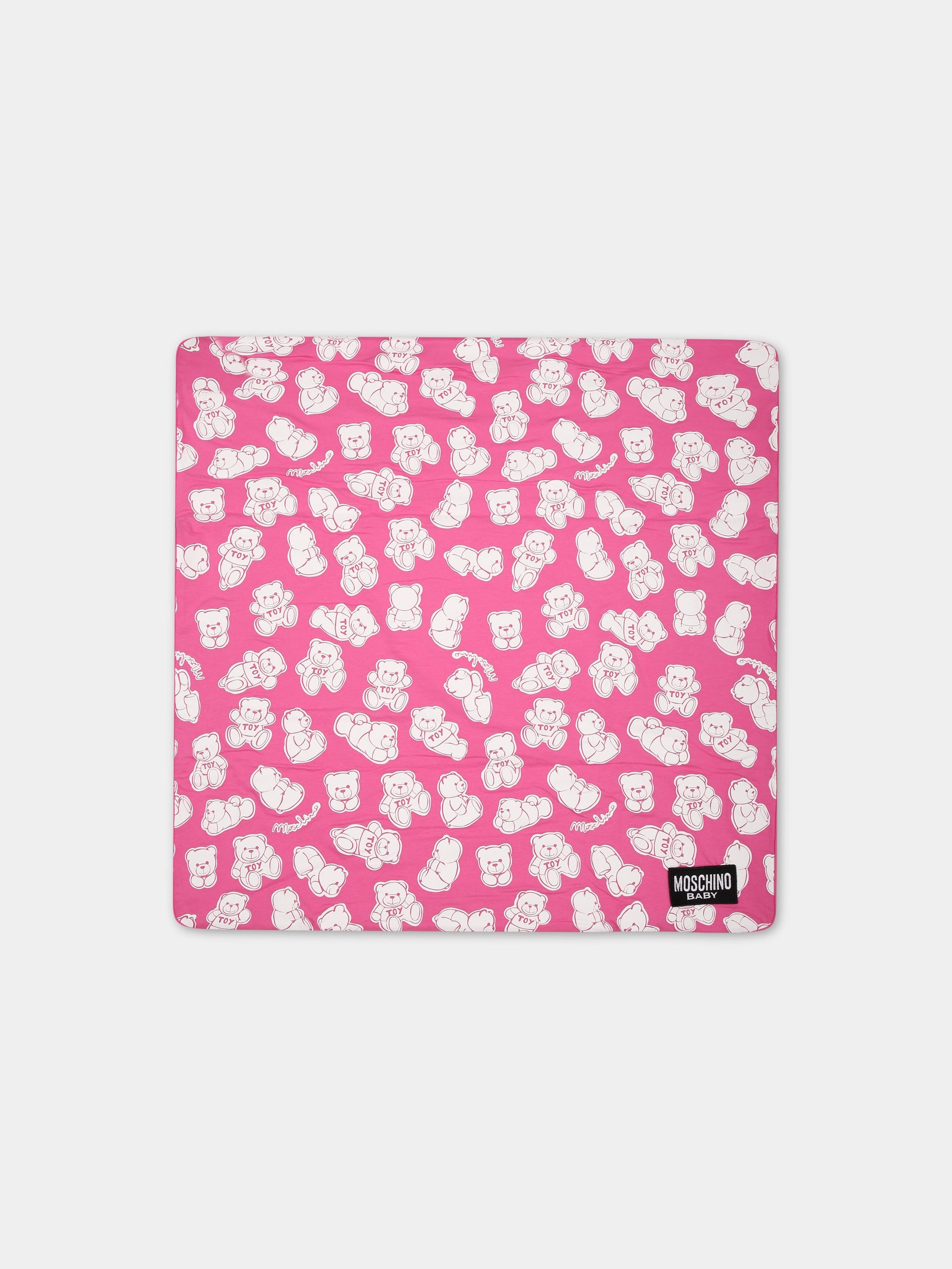 Coperta rosa per neonata con Teddy Bear e logo,Moschino Kids,MTB005 LDB5A 82575