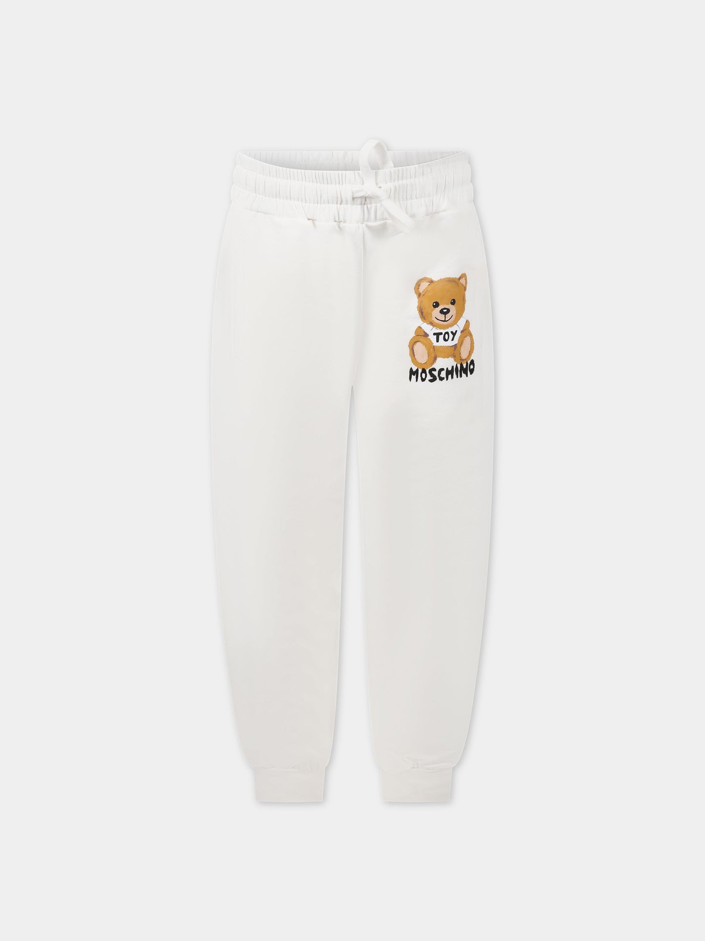 Pantaloni bianchi per bambini con logo e Teddy Bear,Moschino Kids,HUP058 LDA38 10063