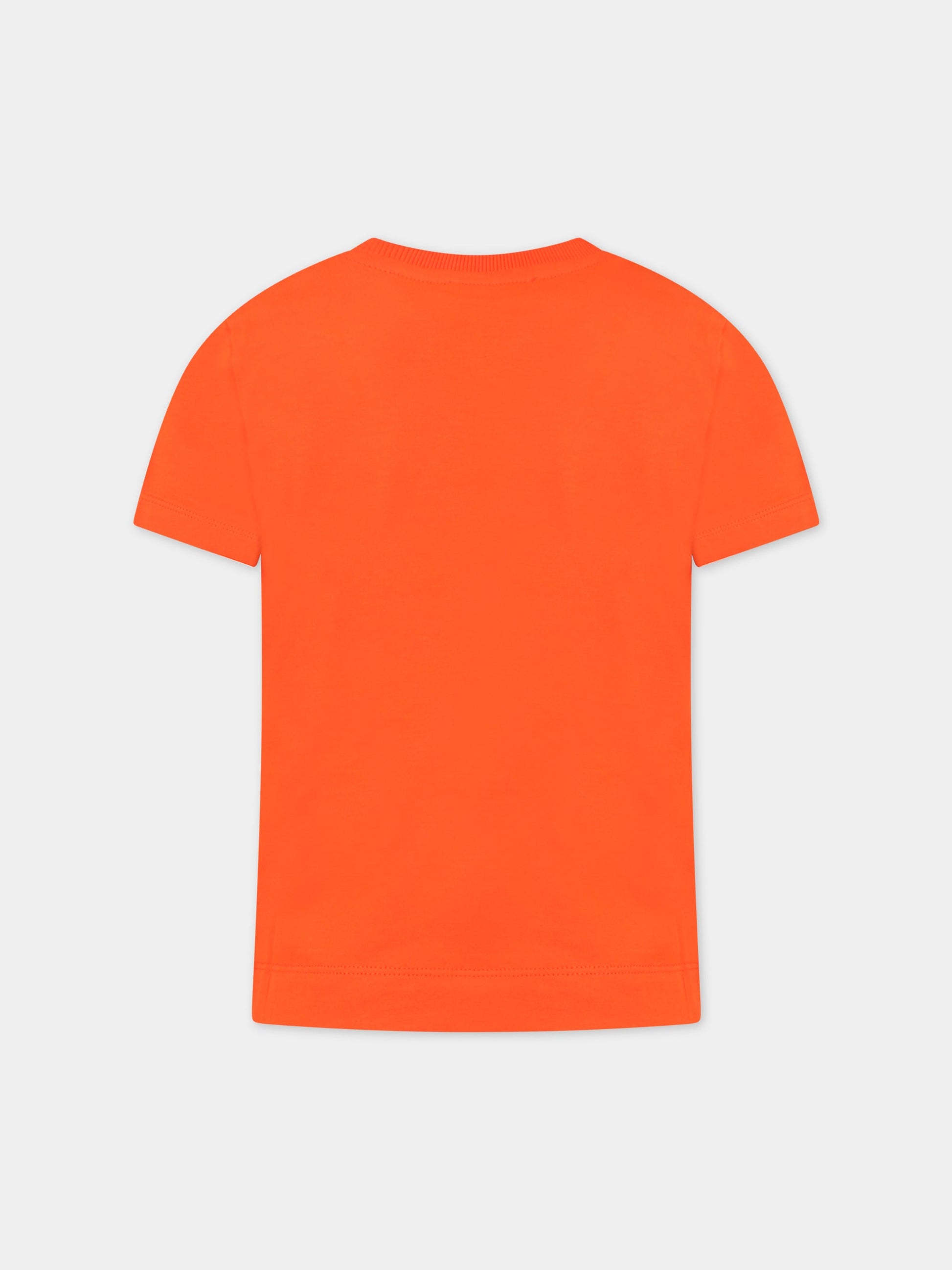 T-shirt arancione per bambino con logo,Moschino Kids,HPM03L LBA11 52455