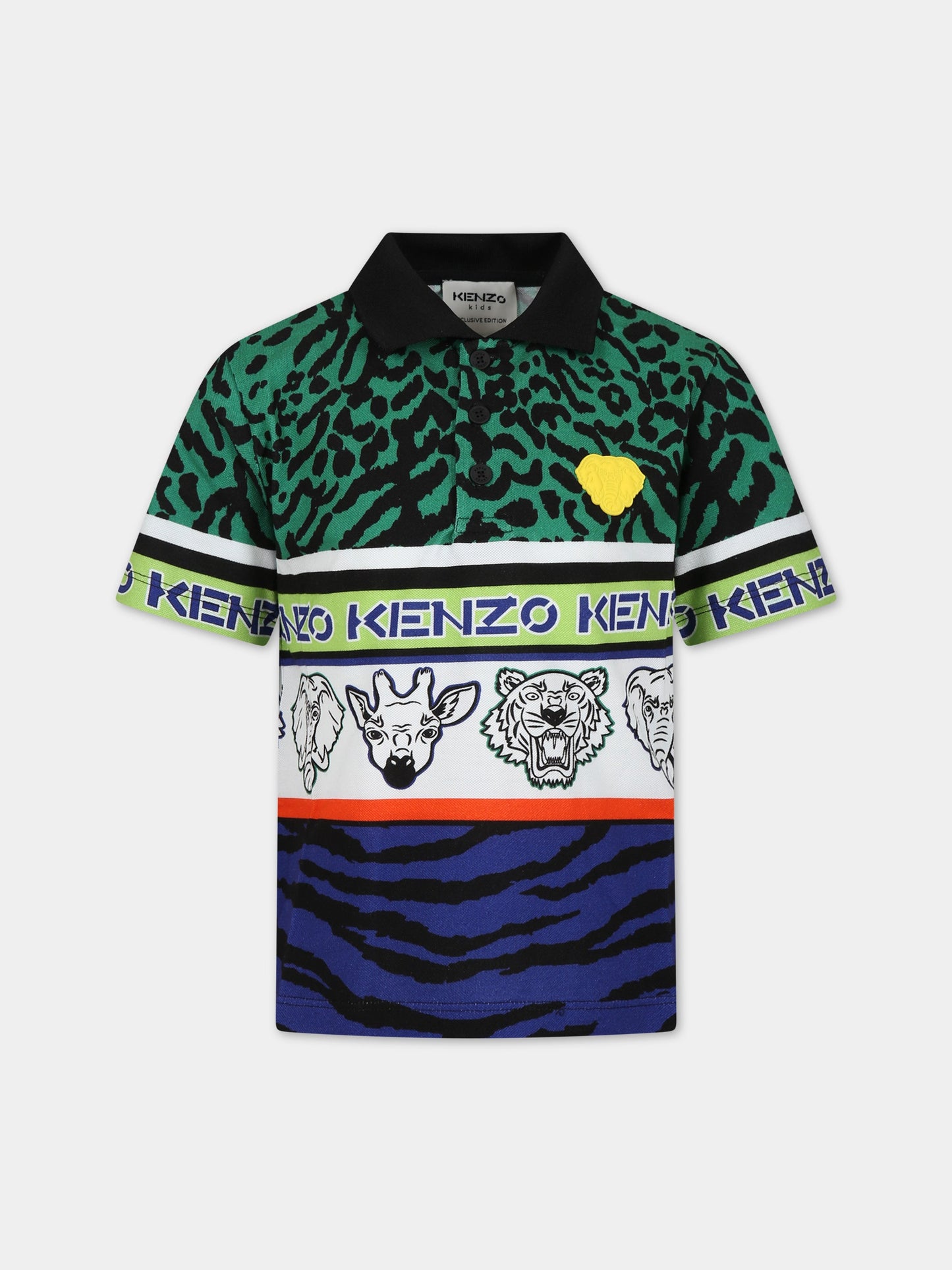 Polo multicolor per bambini con logo e patch,Kenzo Kids,K25738 09P