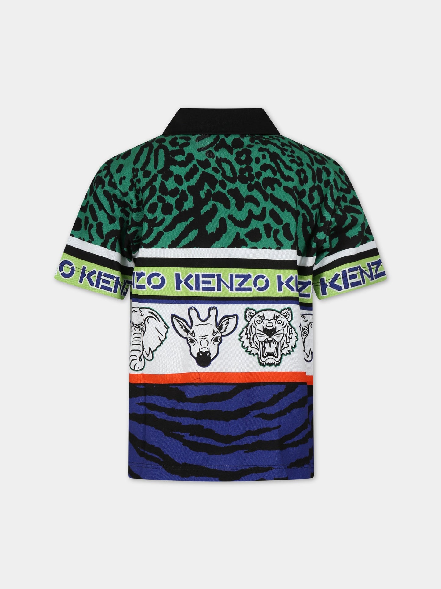 Polo multicolor per bambini con logo e patch,Kenzo Kids,K25738 09P