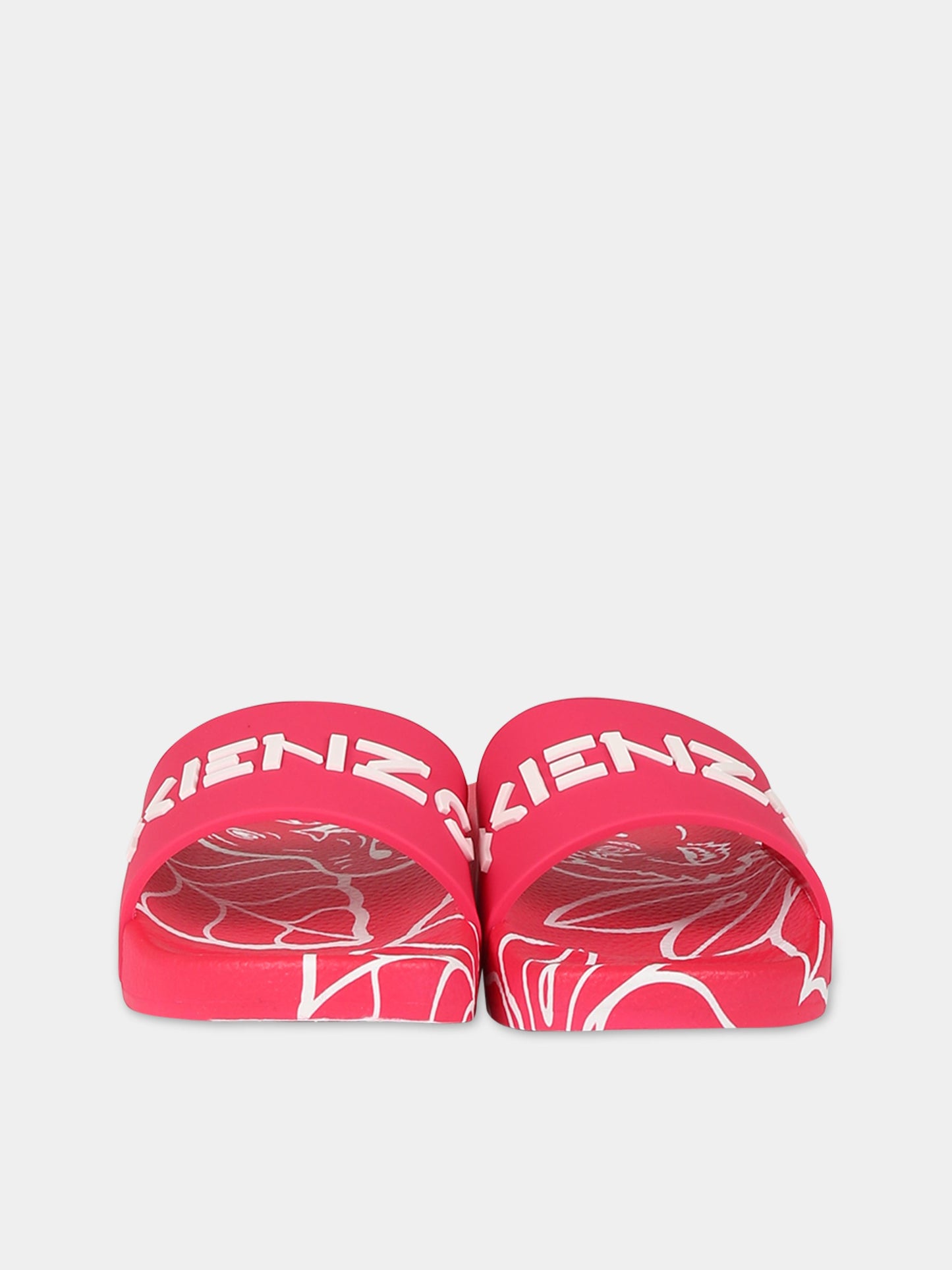 Ciabatte fucsia per bambina con logo,Kenzo Kids,K59051 49F
