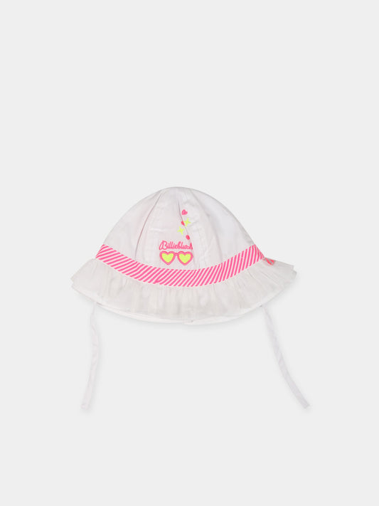 Cloche bianca per neonata con logo,Billieblush,U01031 10B