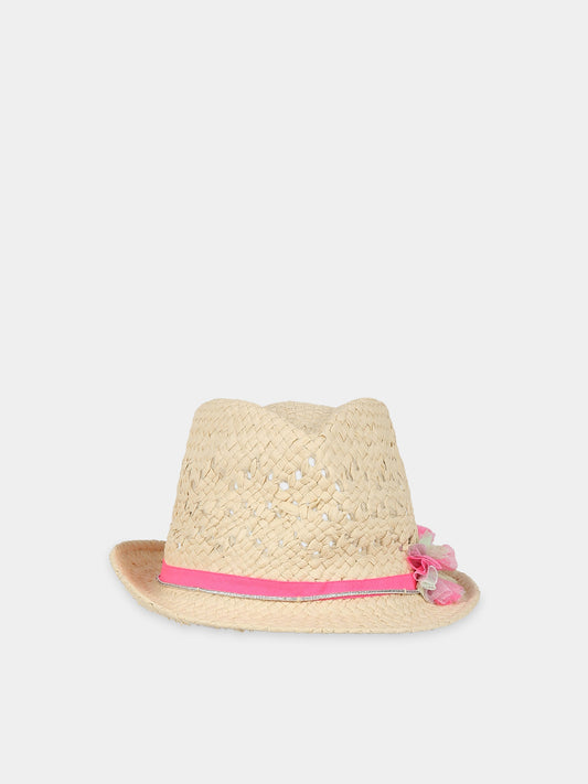 Cappello beige per bambina con rouches,Billieblush,U11110 Z40
