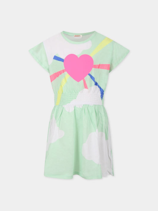 Vestito multicolor per bambina con cuore e nuvole,Billieblush,U12721 768