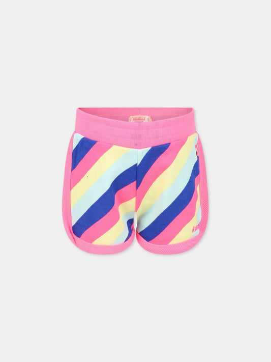 Shorts multicolor per bambina con logo,Billieblush,U14490 Z41