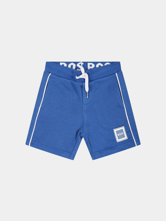 Shorts blu per neonato con logo,Hugo Boss,J04428 871