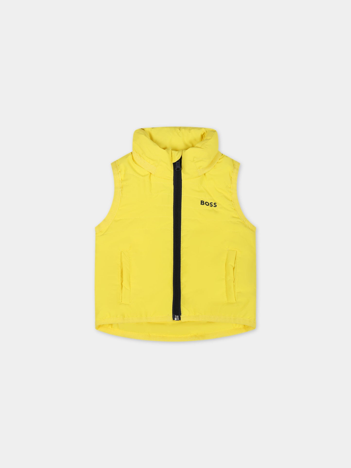 Gilet giallo per neonato con logo,Hugo Boss,J06245 535