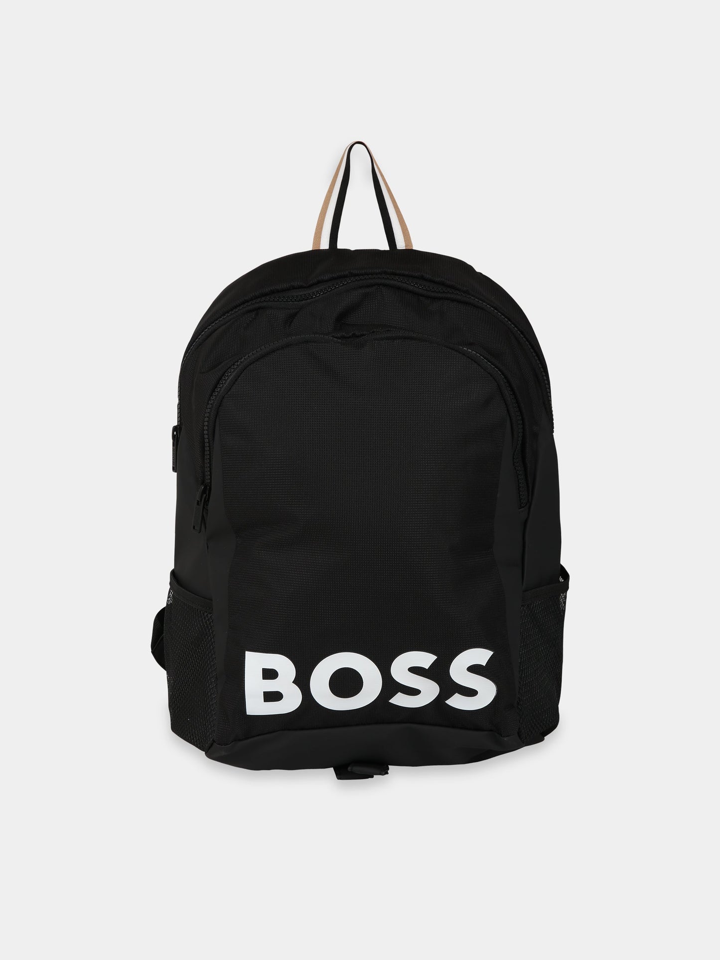 Zaino nero per bambino con logo,Hugo Boss,J20336 09B