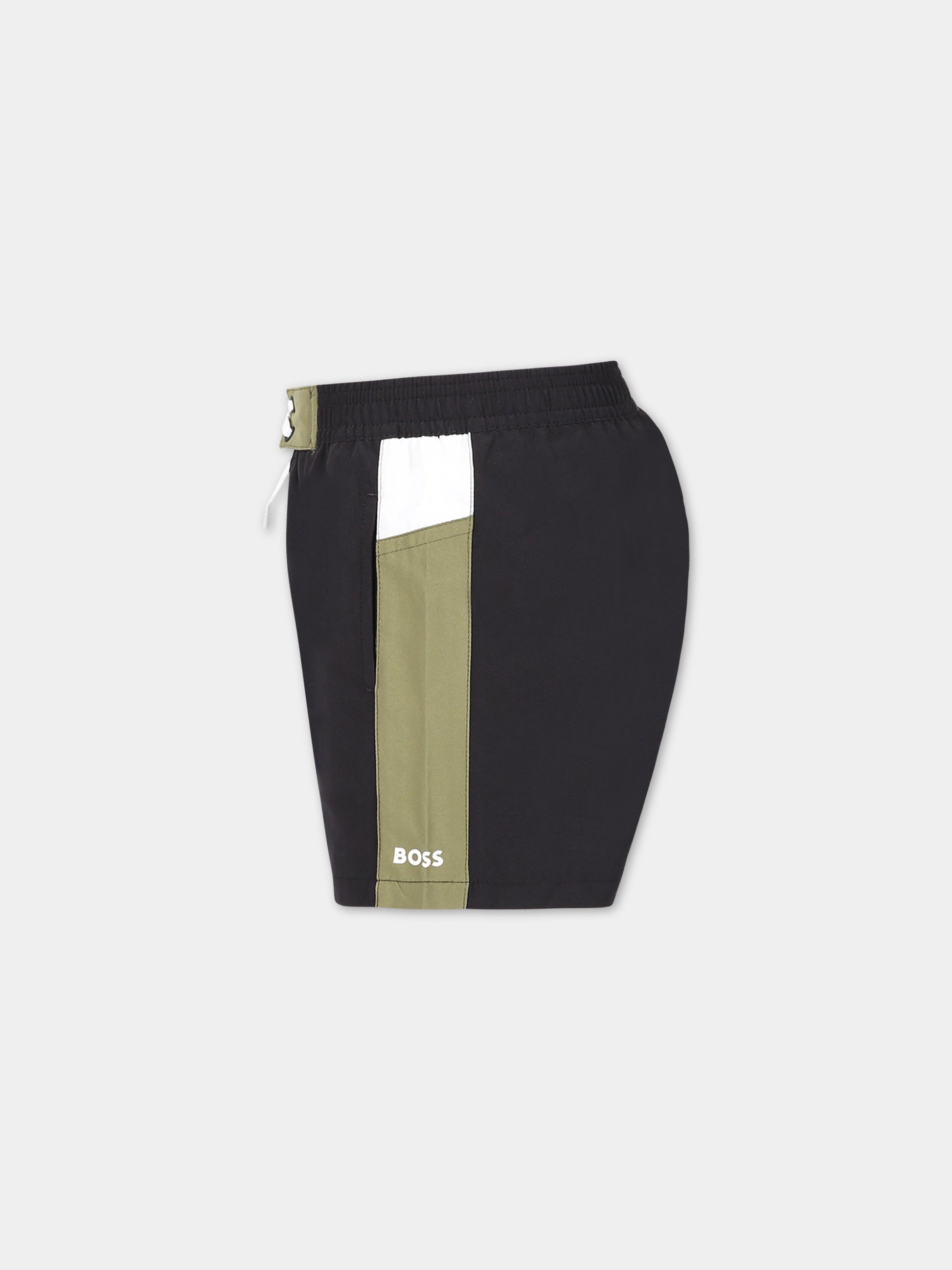 Boxer-mare nero per bambino con logo,Hugo Boss,J24773 09B