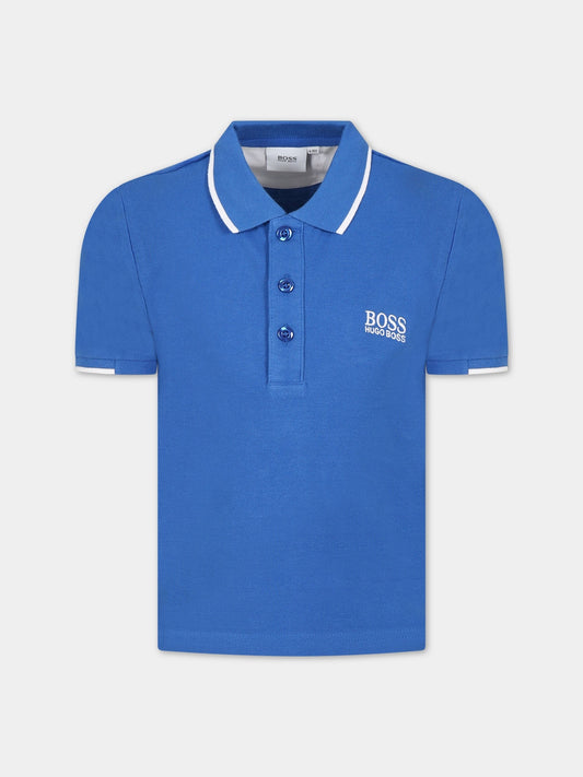 Polo blu per bambino con logo,Hugo Boss,J25N49 871