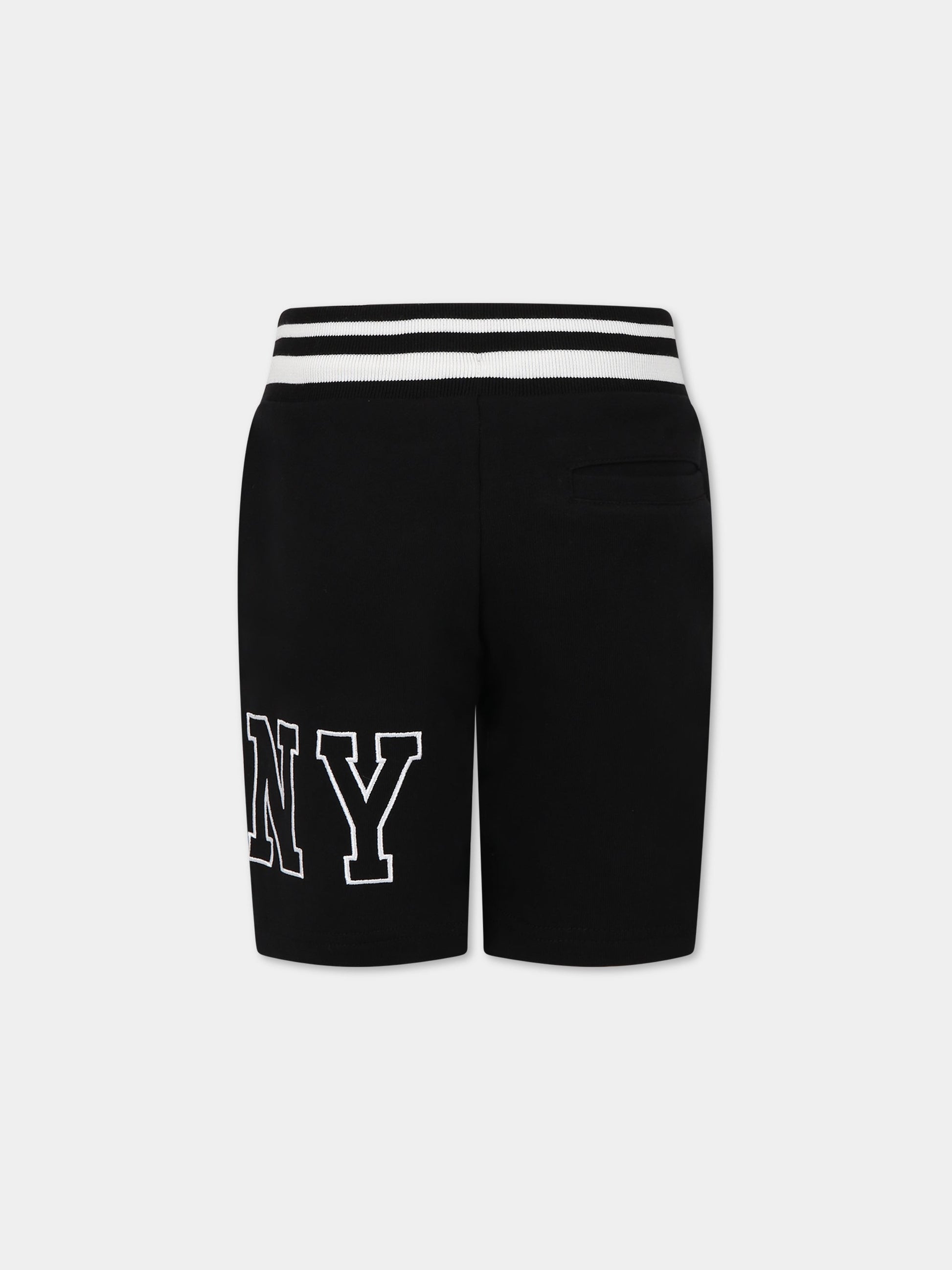 Shorts neri per bambino con logo,Dkny,D24753 09B