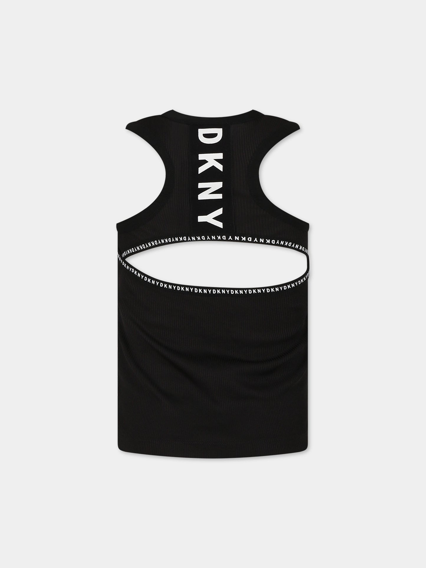 Canotta nera per bambina con logo,Dkny,D35R99 09B