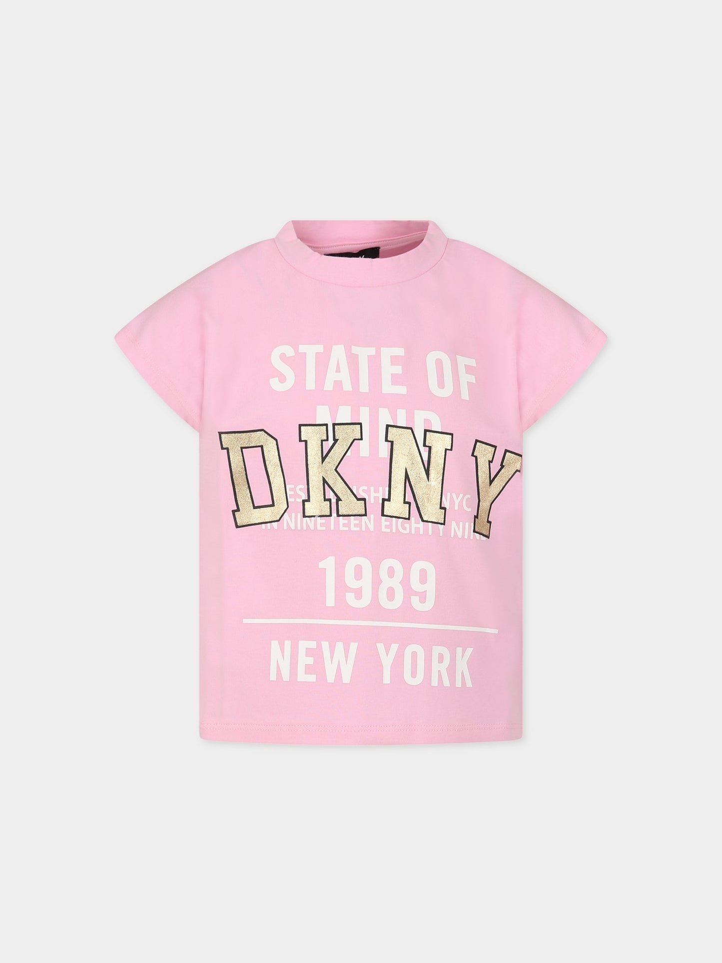 T-shirt rosa per bambina con logo,Dkny,D35S01 47E