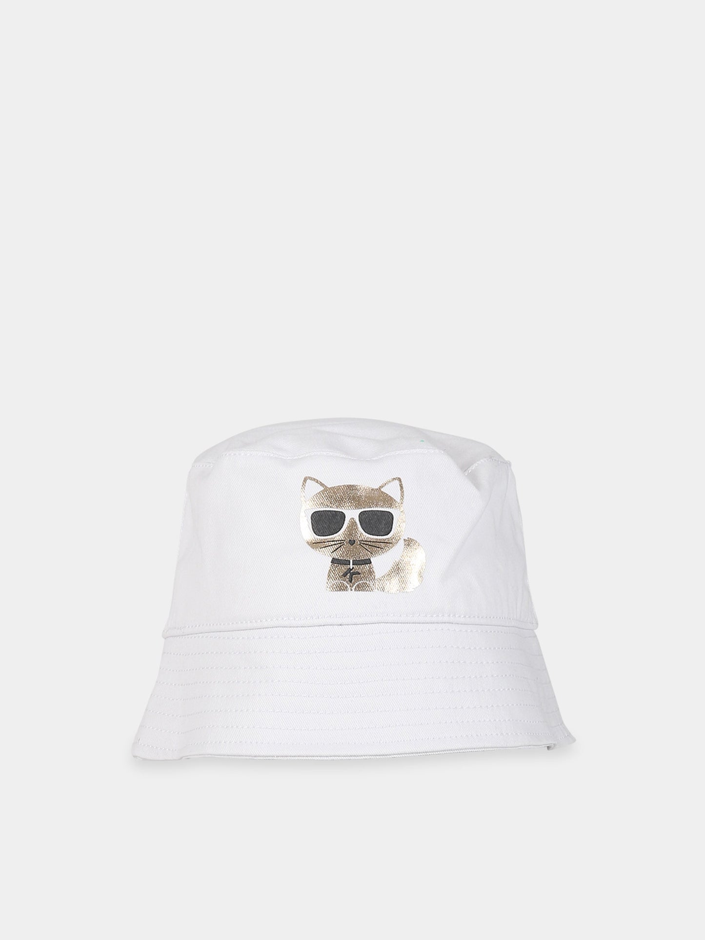 Cloche bianca per bambina con Choupette e logo,Karl Lagerfeld Kids,Z11042 10B