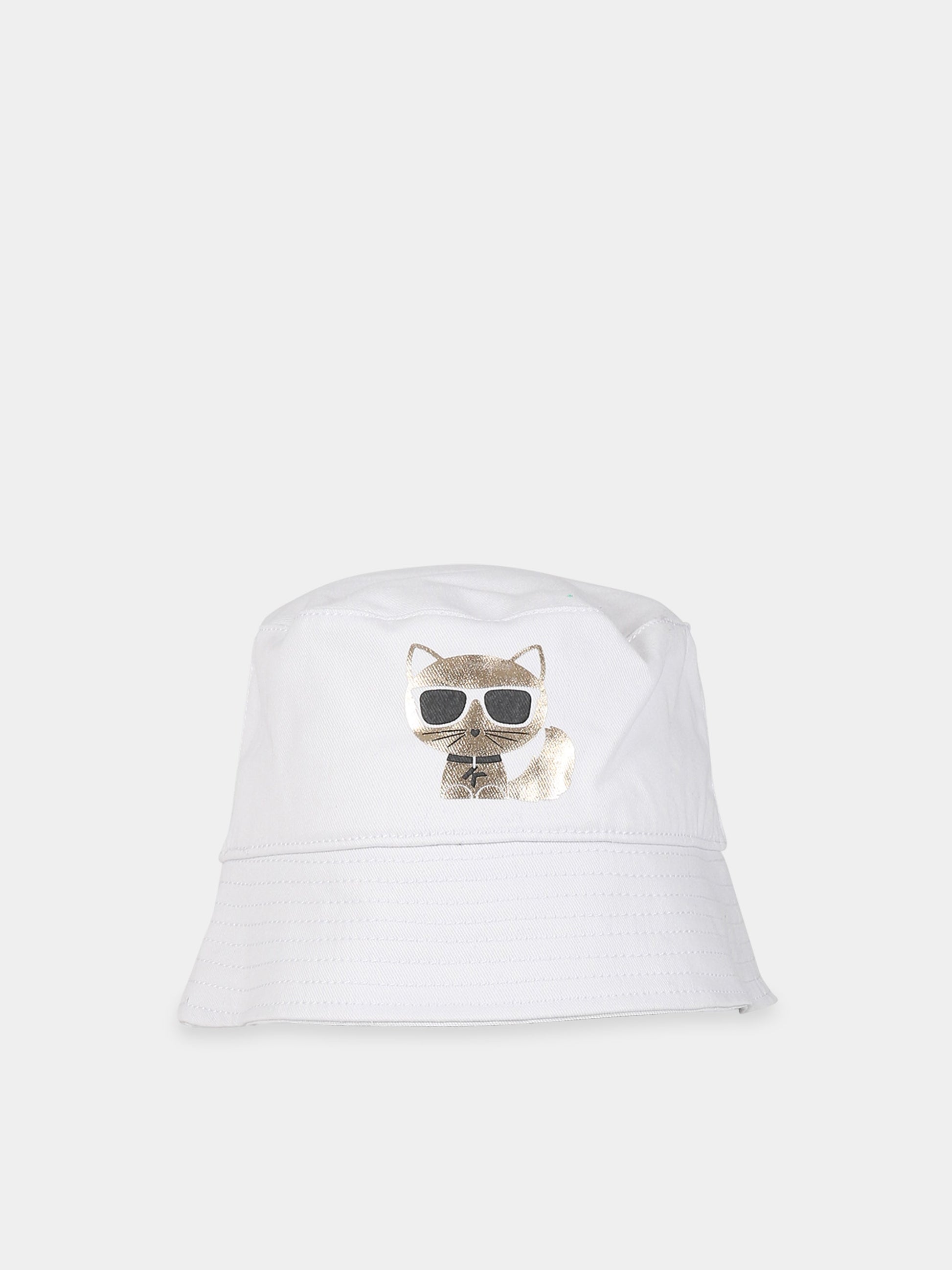 Cloche bianca per bambina con Choupette e logo,Karl Lagerfeld Kids,Z11042 10B